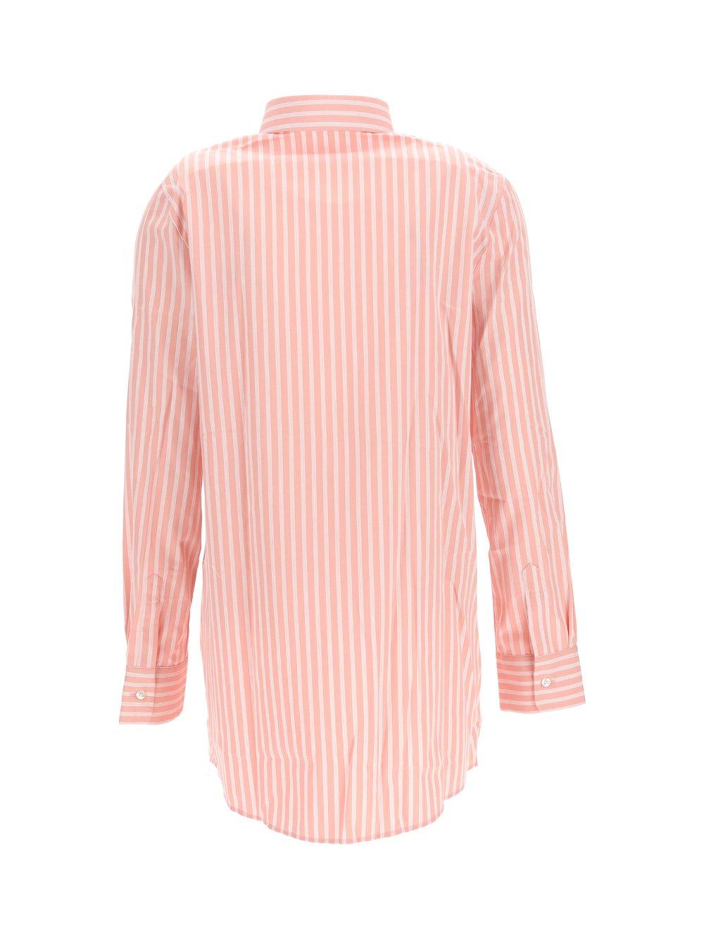 Shop Etro Logo-embroidered Striped Buttoned Shirt