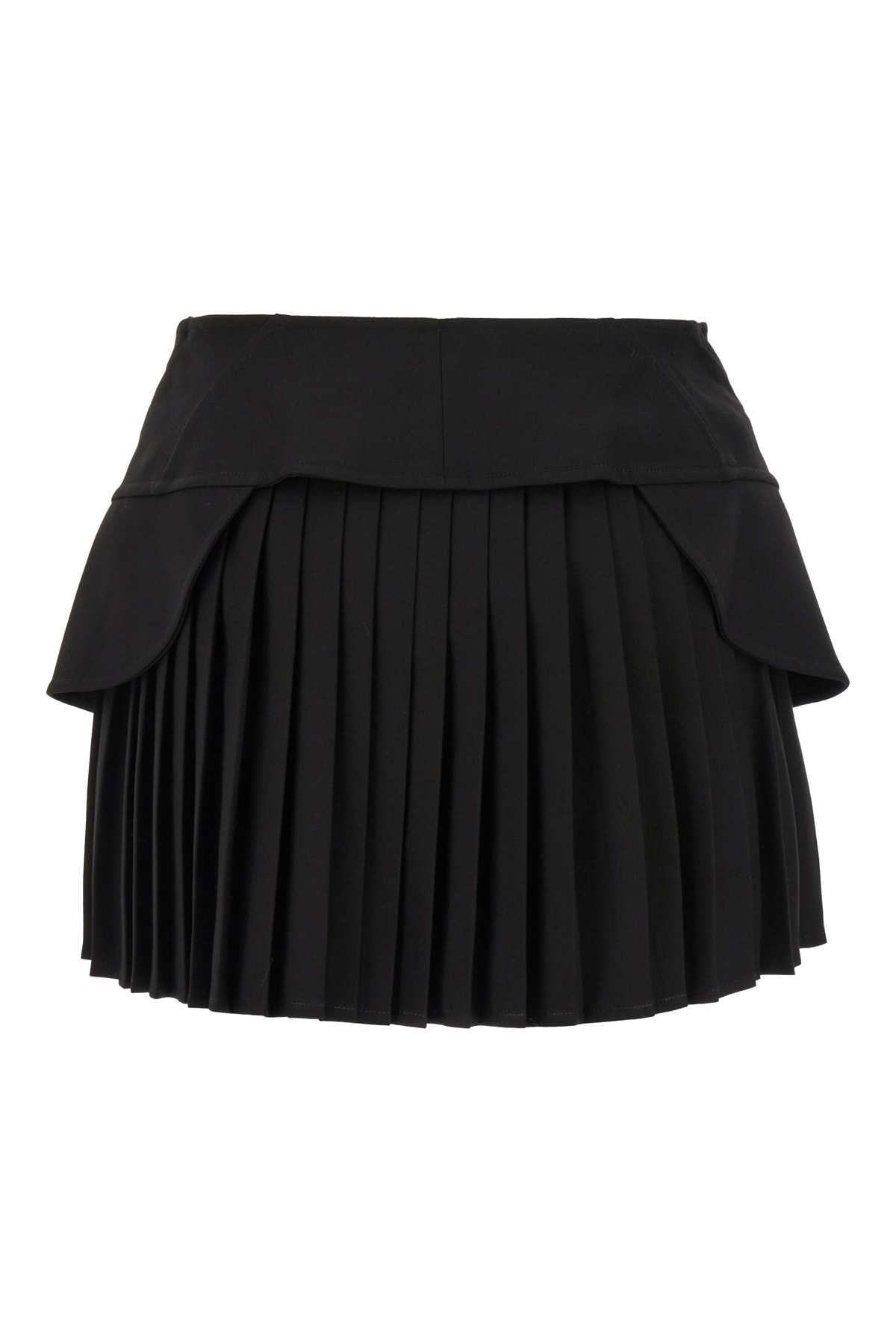 Shop Andreädamo Black Stretch Polyester Blend Mini Skirt In 0473