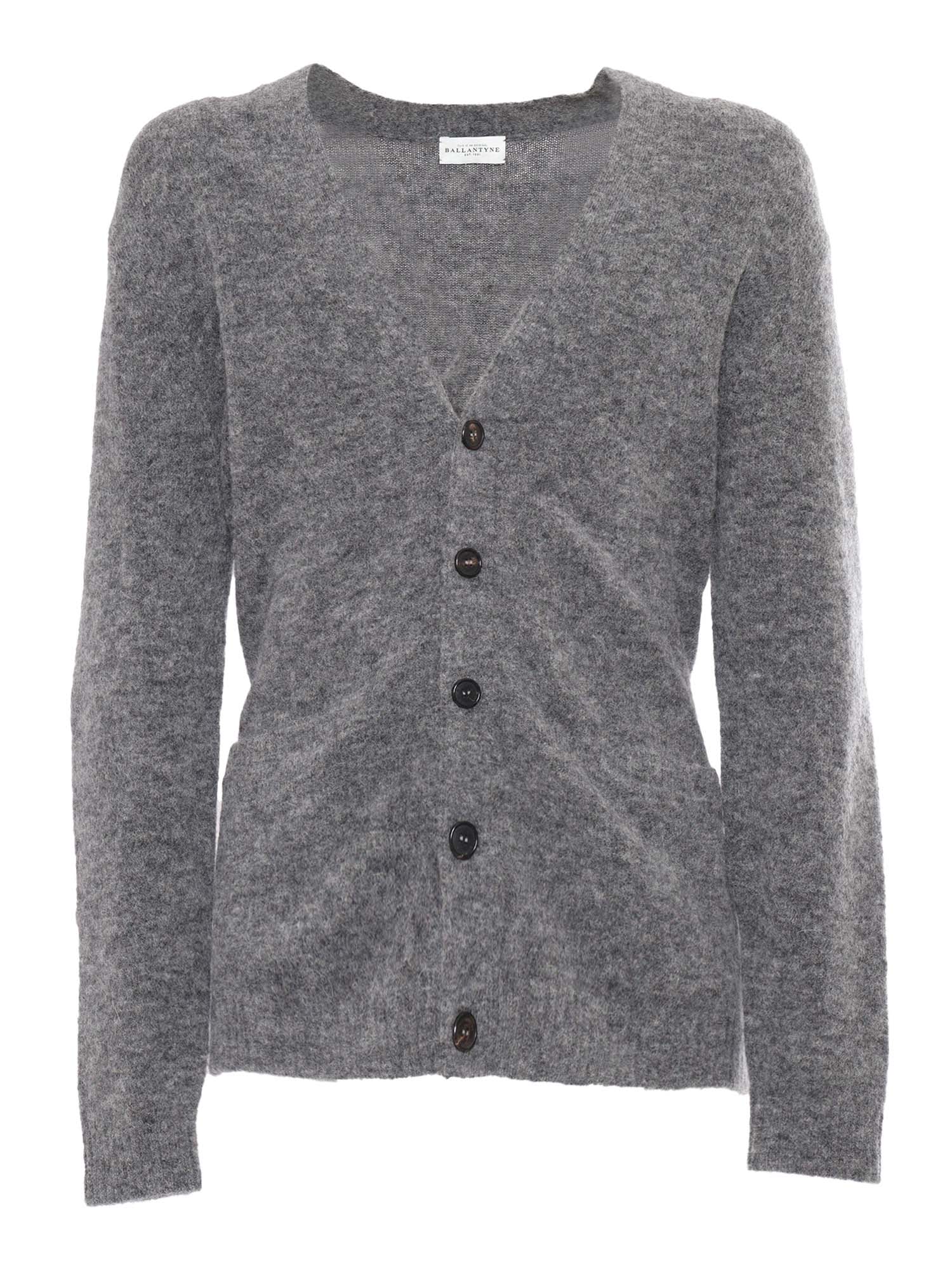 Shop Ballantyne V Neck Cardigan In Grey