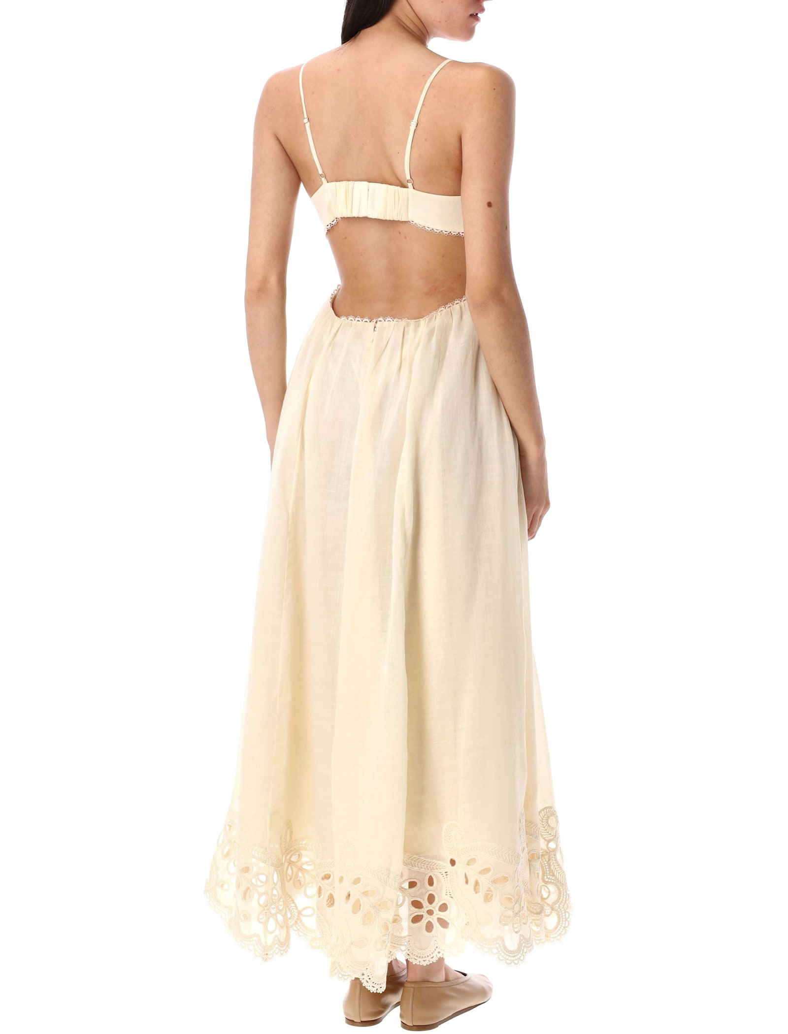 Zimmermann Coco Embroidered Maxi Dress In Neutral