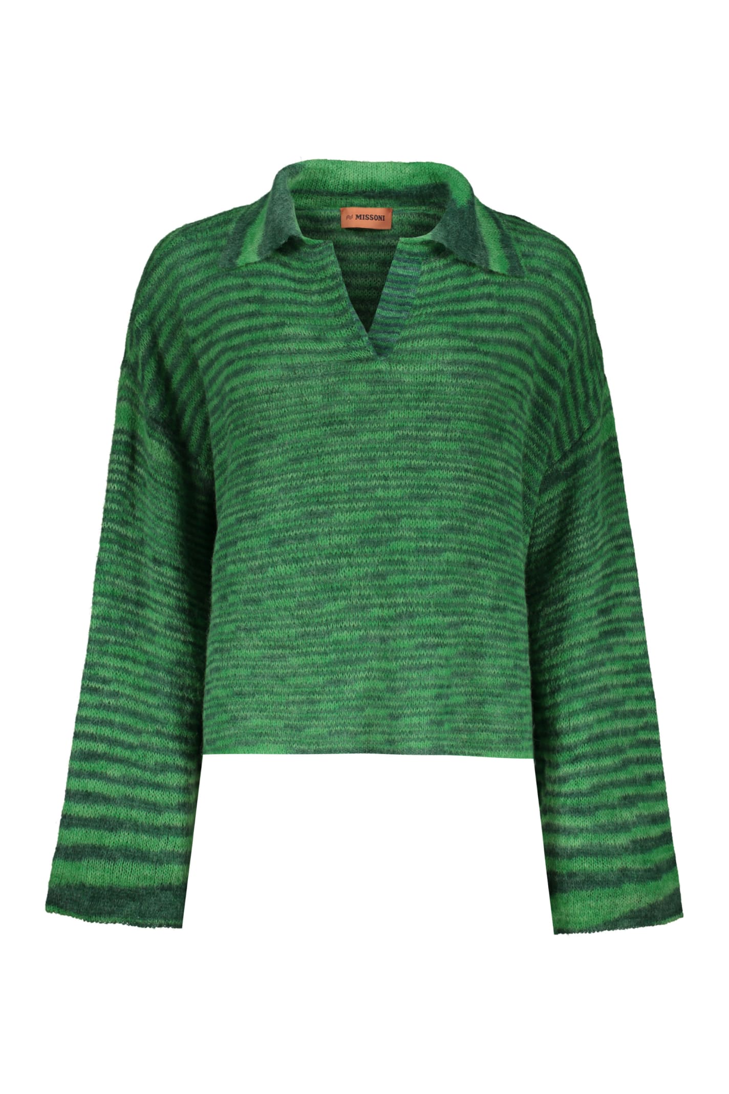 Missoni Wool Blend V-neck Jumper In Green