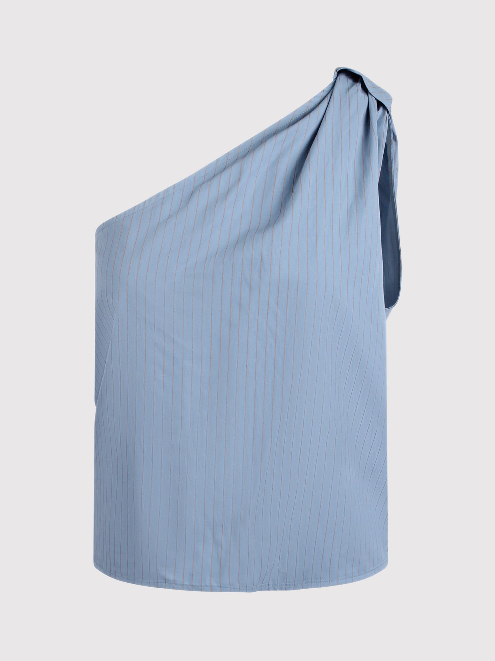 One-shoulder Pinstriped Shirt