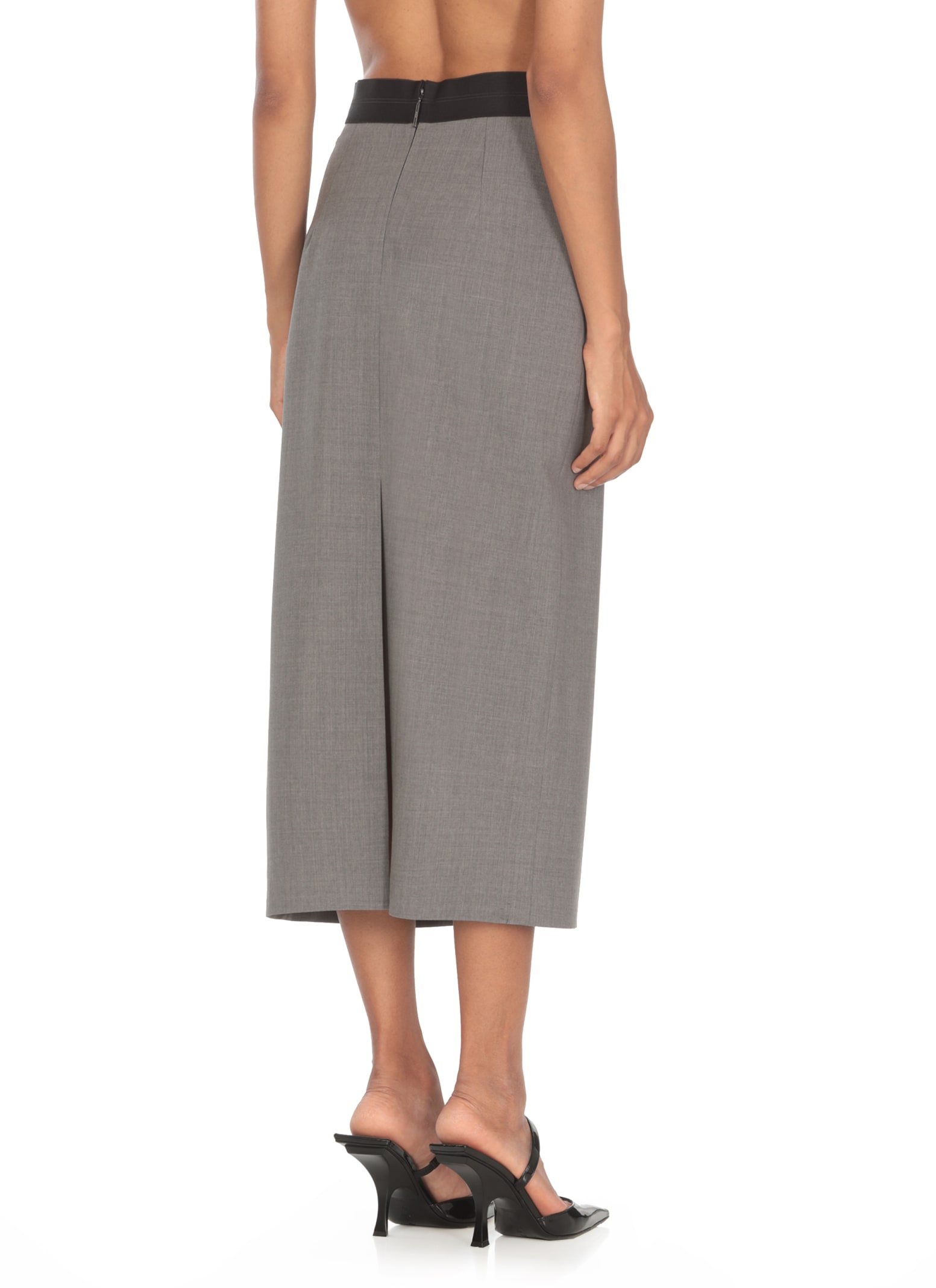 Shop Msgm Virgin Wool Skirt In Grey