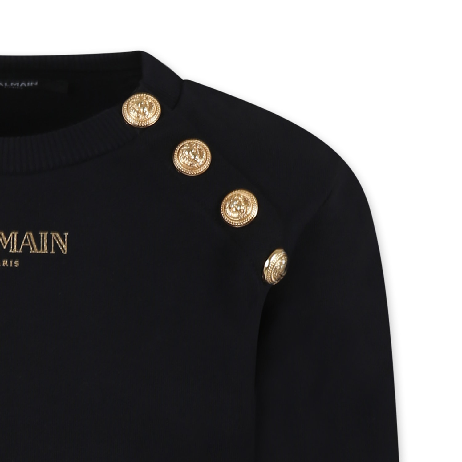 BALMAIN BLACK SWEATSHIRT FOR GIRL WITH LOGO 