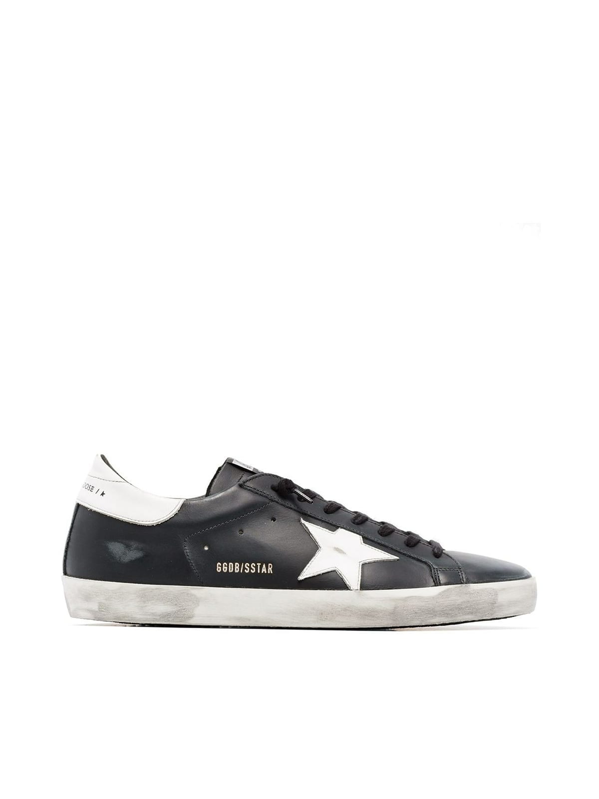 Shop Golden Goose Super-star Leather Upper Shiny Leather Star And Heel In Black White