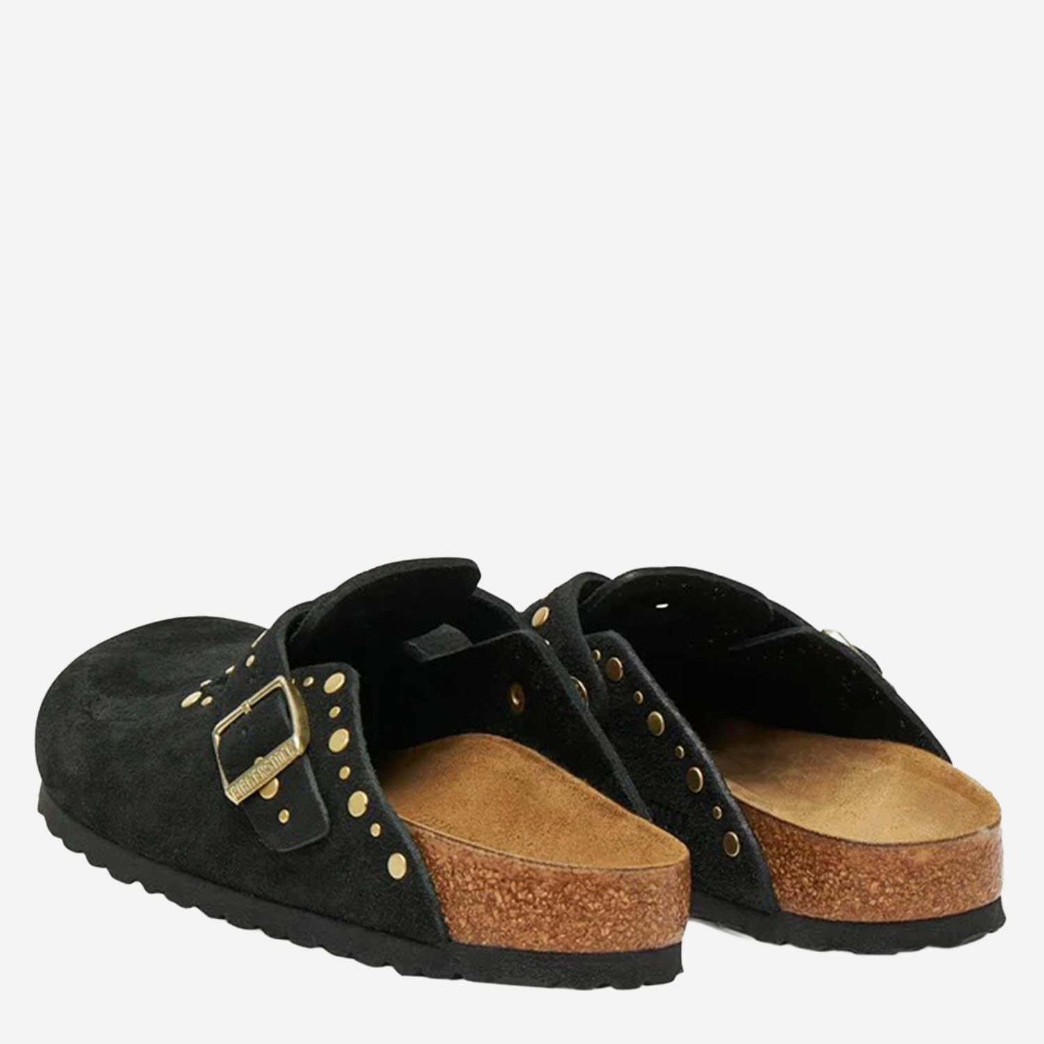 Birkenstock Boston Rivets In Suede In Black