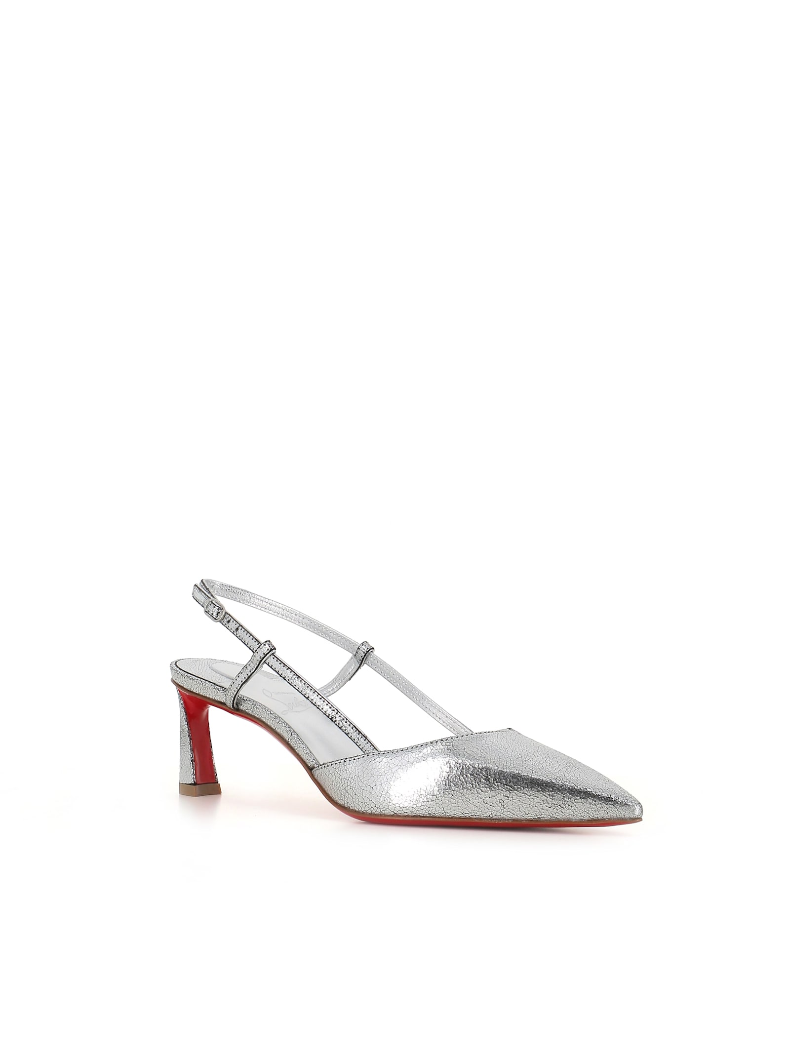 Christian Louboutin Condoroline 55 Leather Slingback Pump In Silver