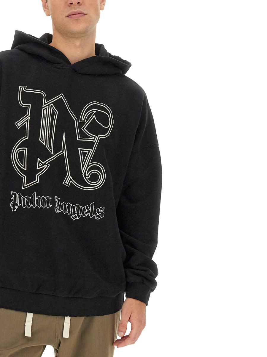 Shop Palm Angels Monogram Logo Sweatshirt In Black