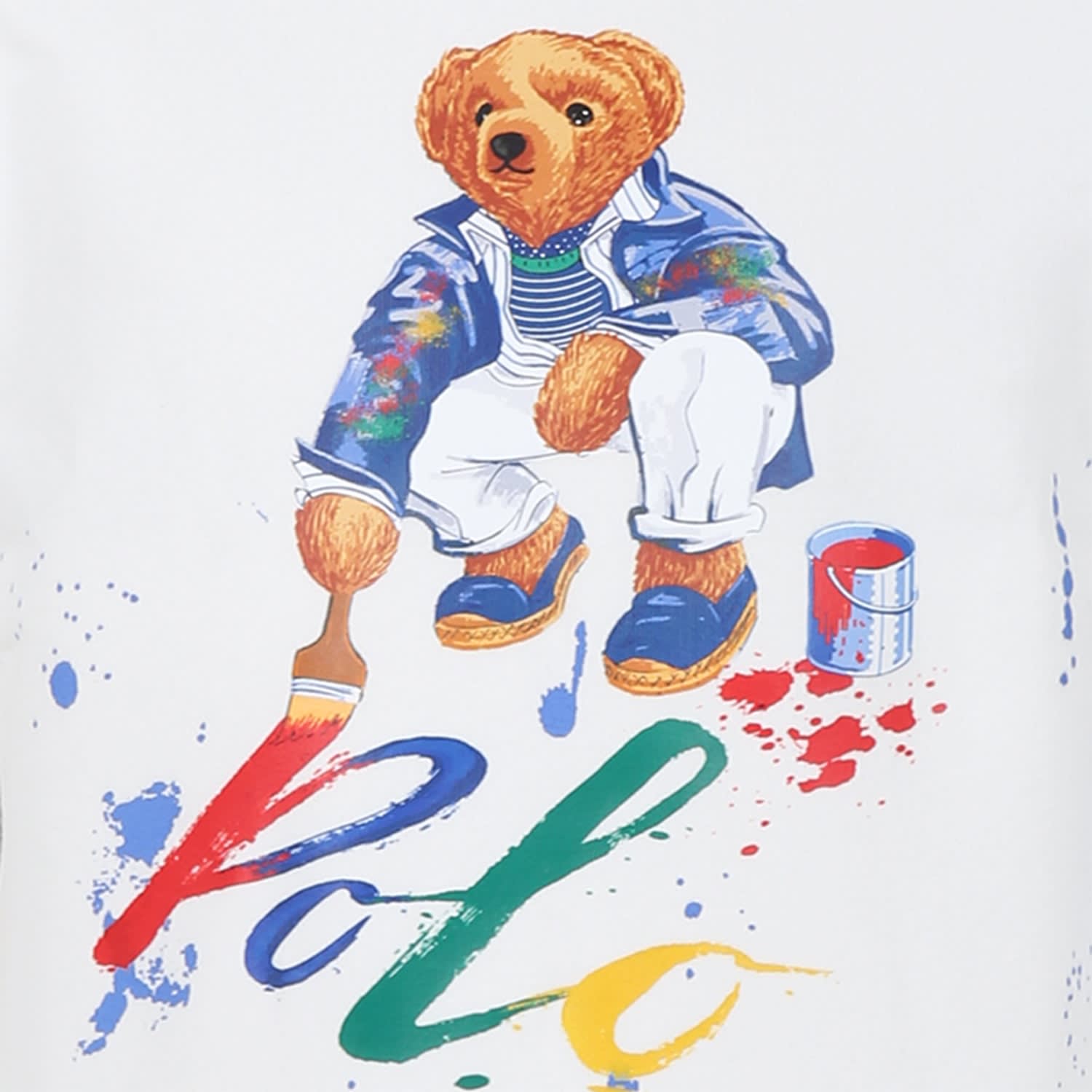 Shop Ralph Lauren White Sweatshirt For Boy With Polo Bear