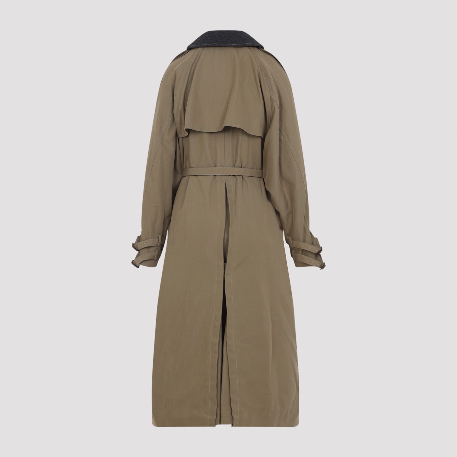 Carven Ca307 Trench Coat In Green