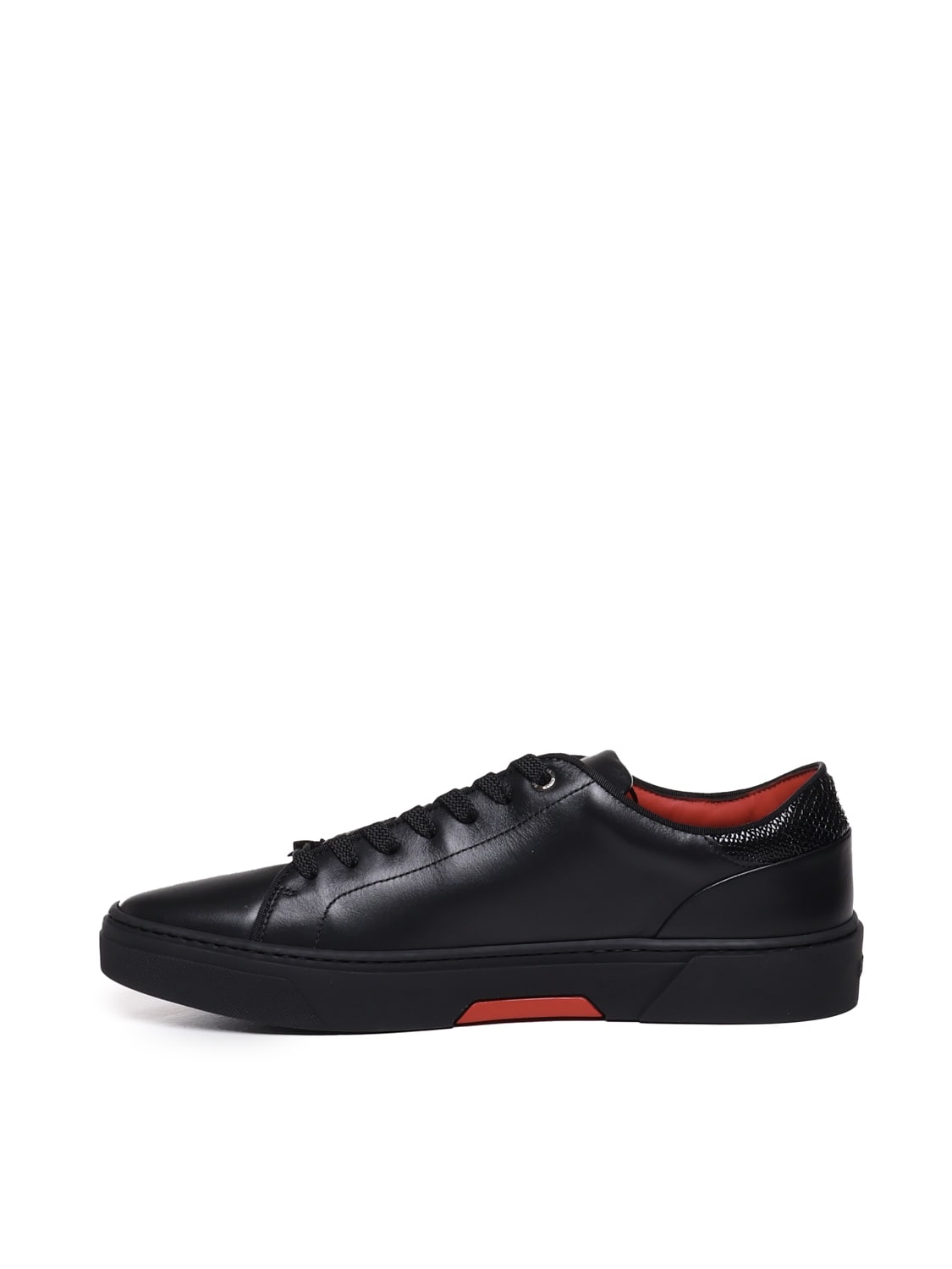 Shop Hugo Boss Leather Lace-up Sneakers Com Special Embossed Graphic In Black