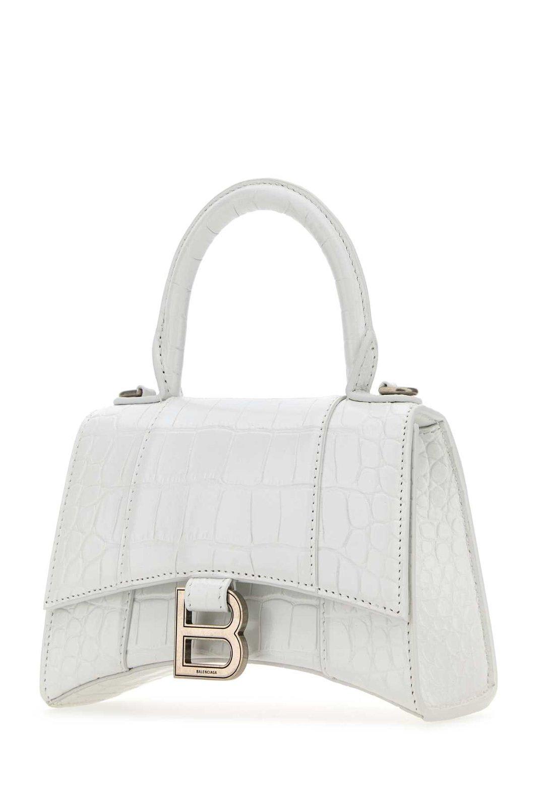 Shop Balenciaga Hourglass Xs Top Handle Bag In White