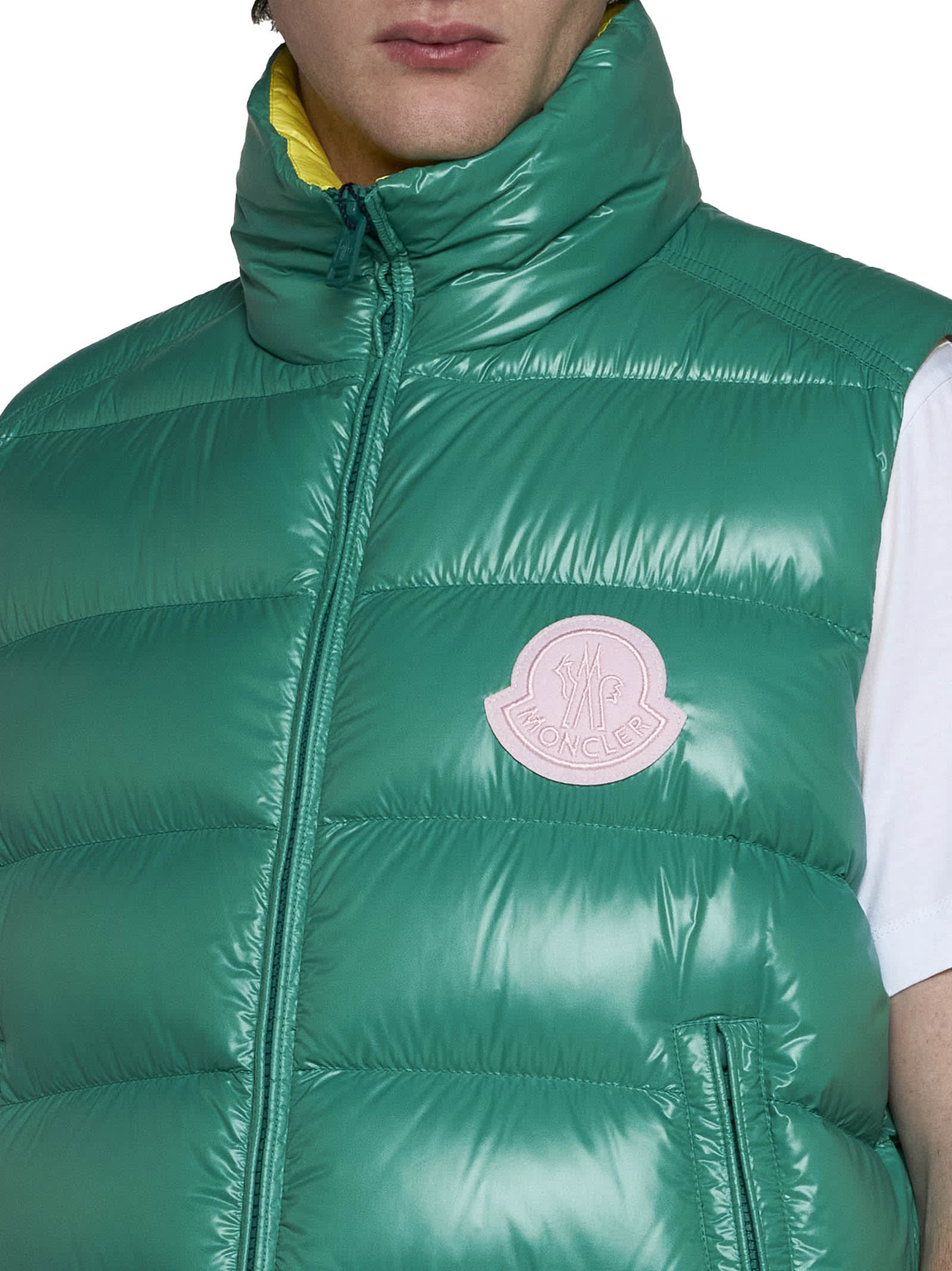 Shop Moncler Down Jacket In Green