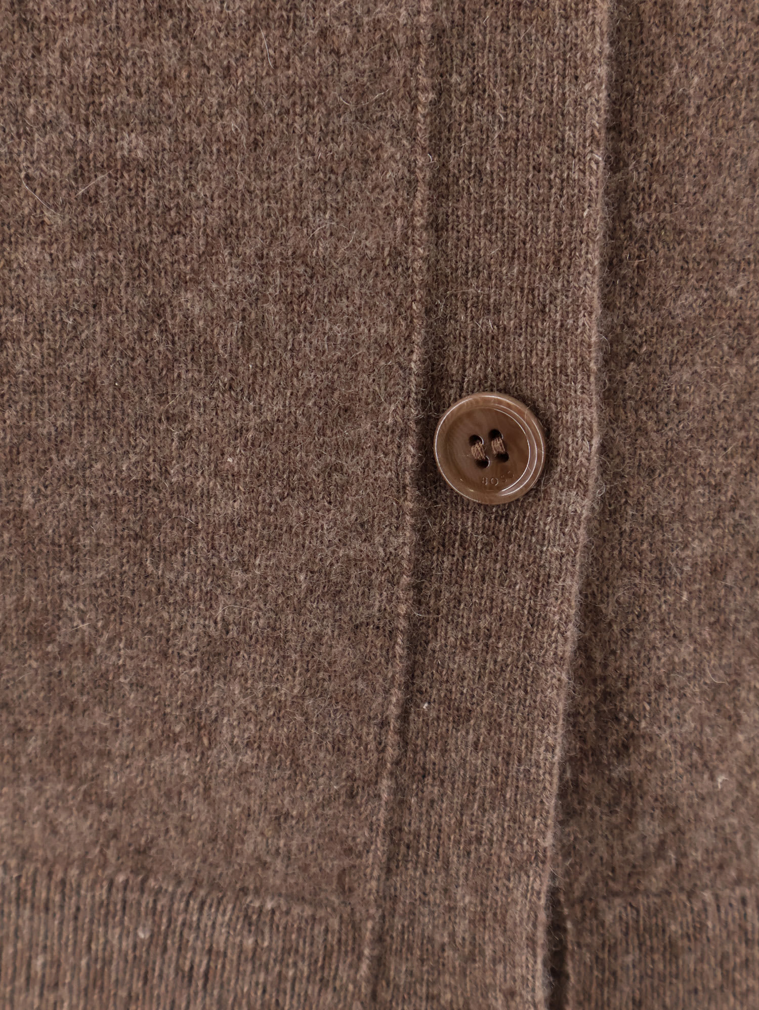Hugo Boss Button V-neck Cardigan In Brown