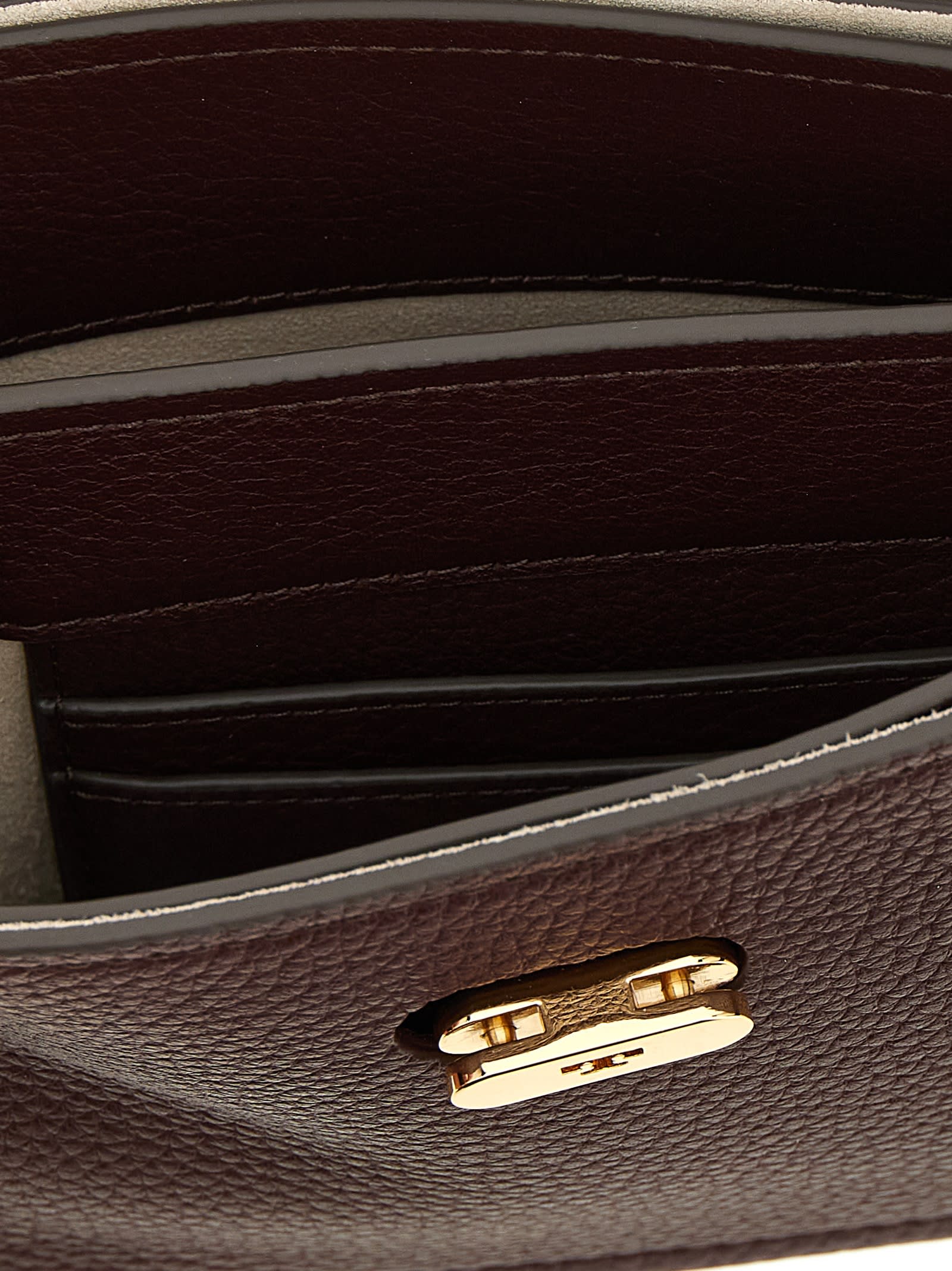 Tory Burch Lee Radziwill Pebble Mini Hand Bags Bordeaux In Burgundy