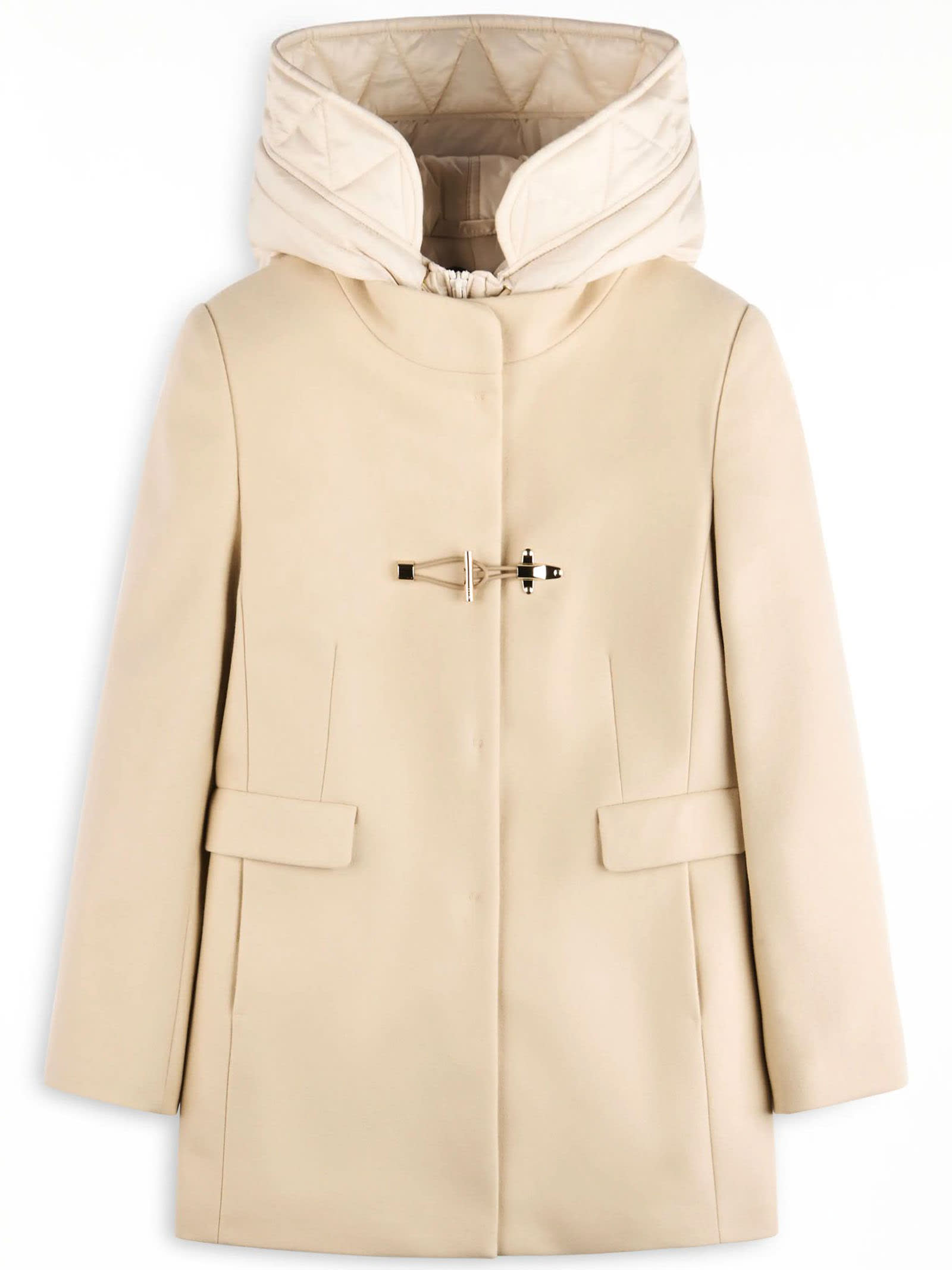 Shop Fay Toggle Coat In Beige Wool Blend Fabric