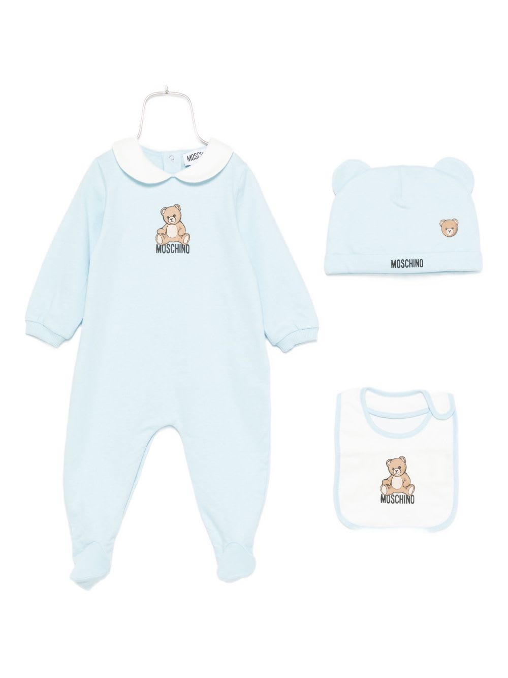 Moschino Kids Baby Set With Teddy Bear Motif In Blue