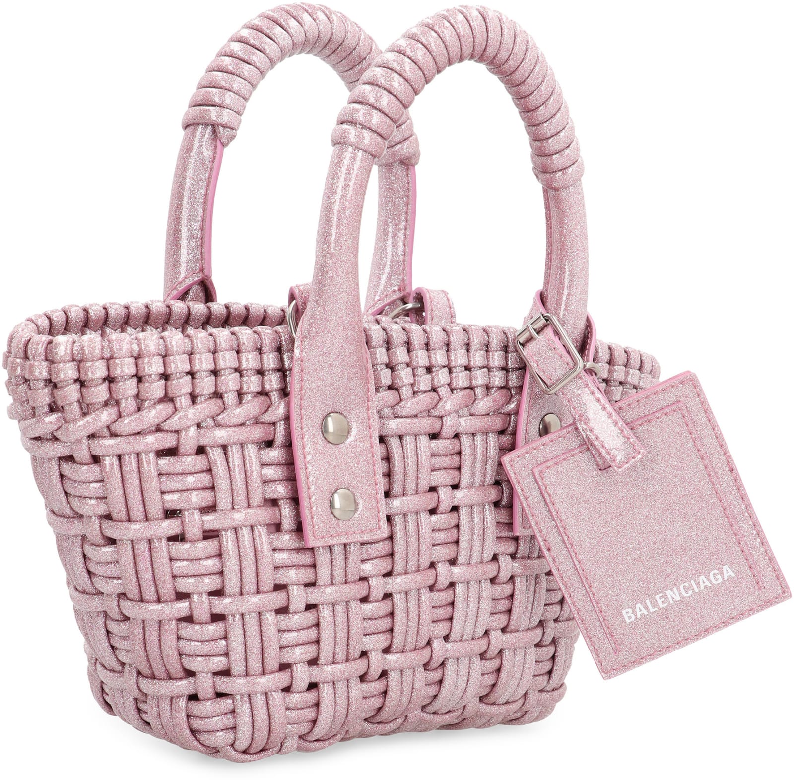 Shop Balenciaga Bistro Xxs Basket Handbag In Pink