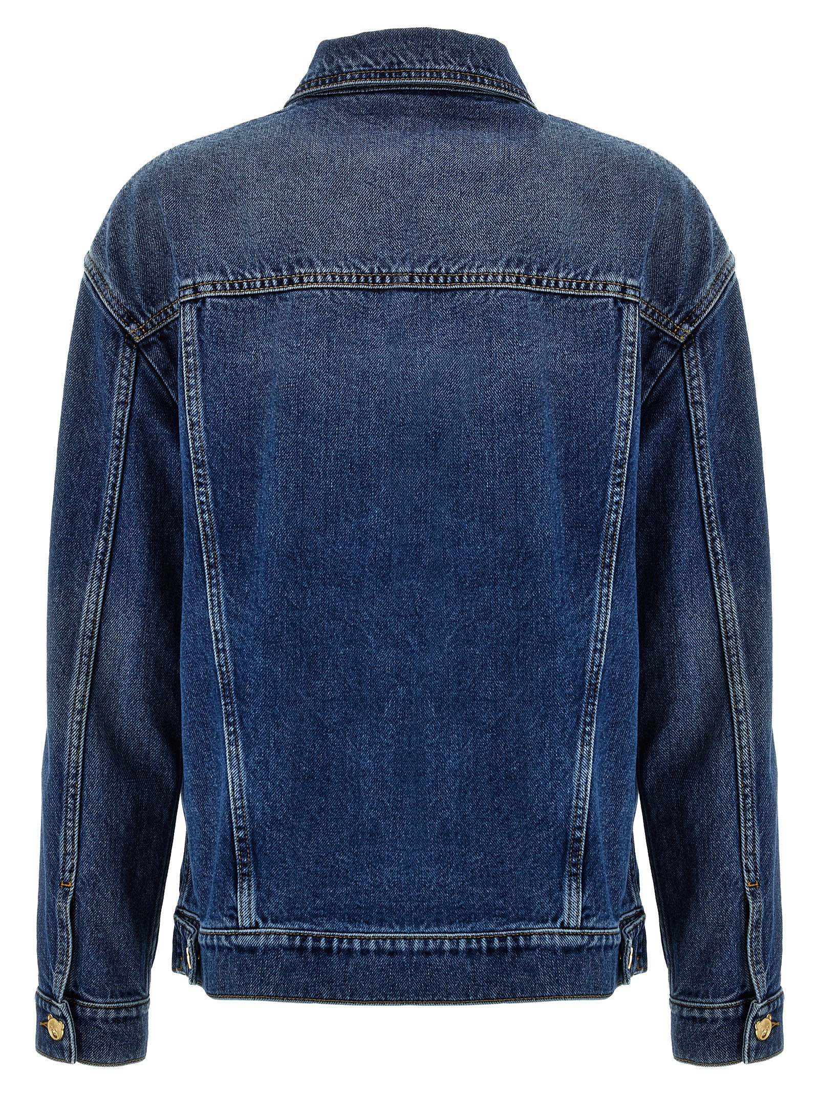 Shop Moschino Teddy Button Jacket In Blue