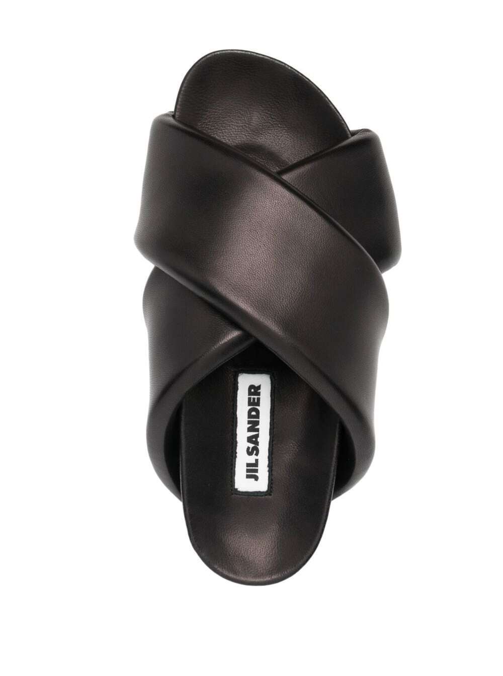 Shop Jil Sander Black Slides With Padded Crossover Straps In Leather Wpman