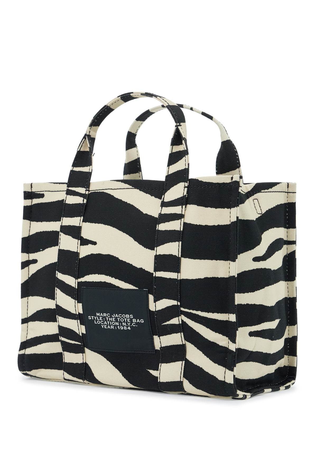 Marc Jacobs The Medium Zebra Canvas Tote Bag In Black/white