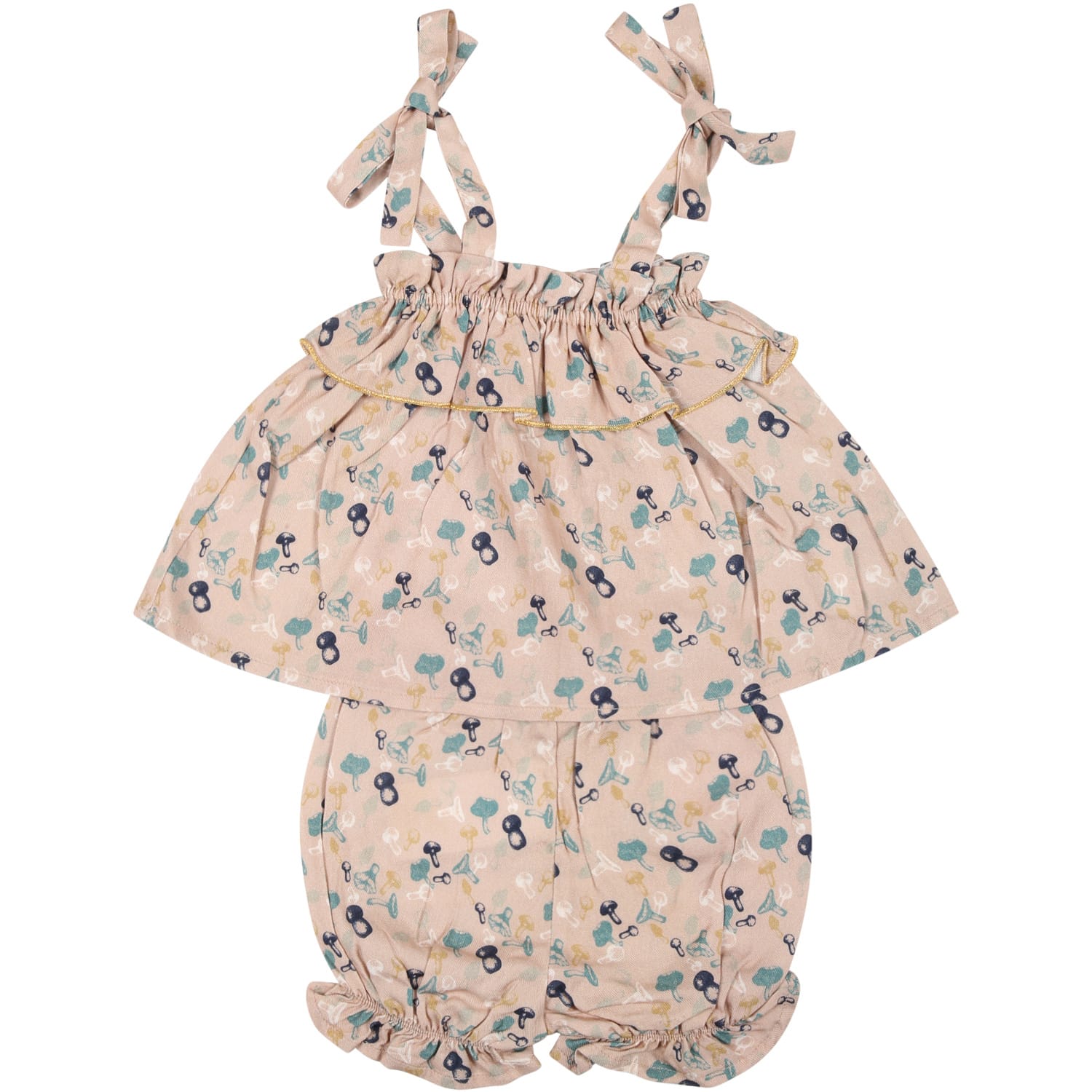 Coco Au Lait Pink Suit For Baby Girl With Colorful Mushrooms