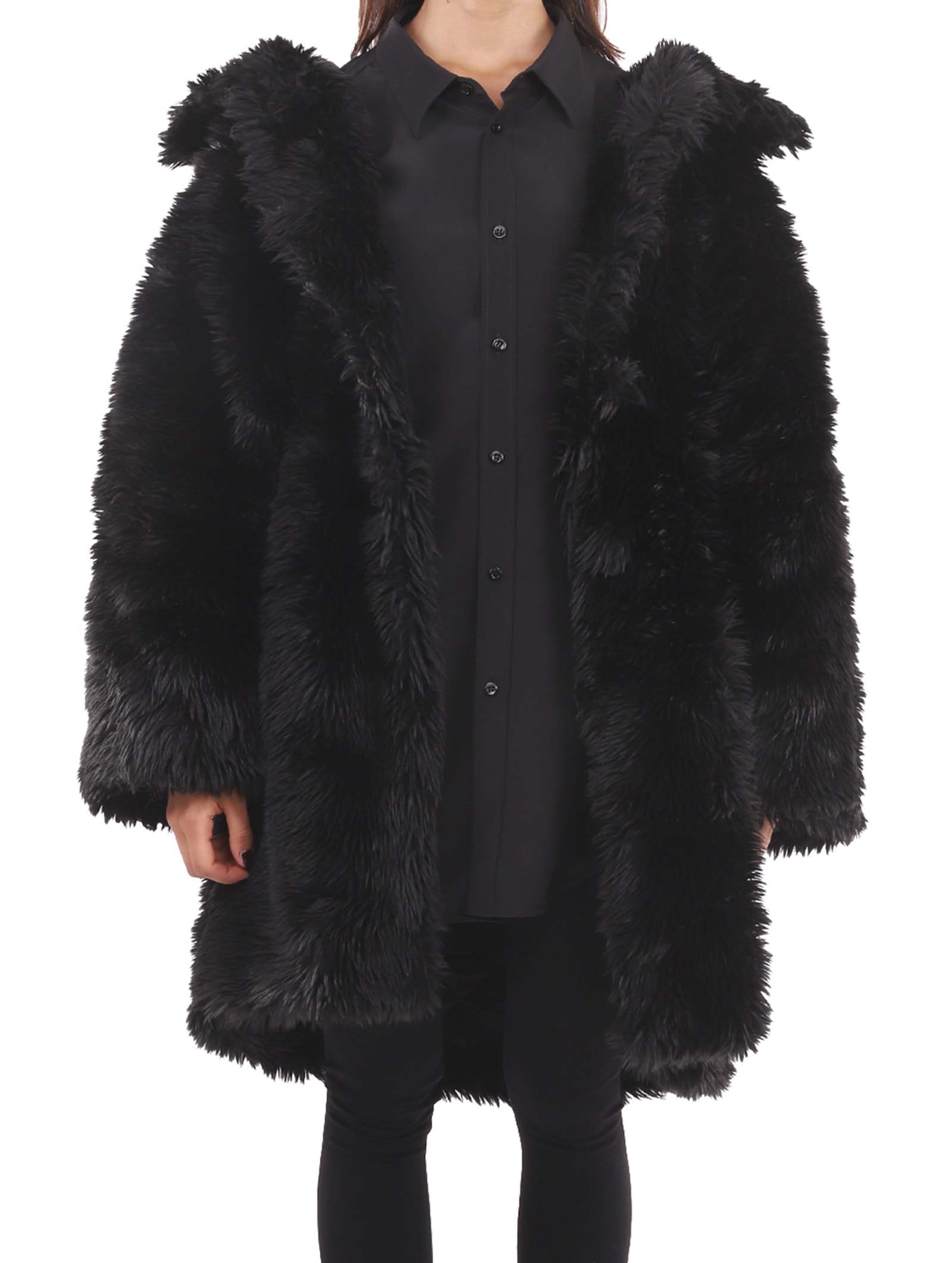 Balenciaga Balenciaga Black Swing Fake Fur Coat - Black - 10990308 ...
