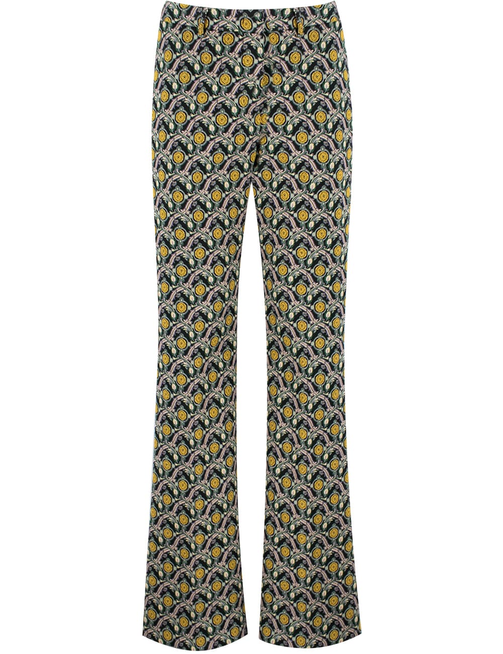 Shop Etro Trousers In Multicolor On Green Base