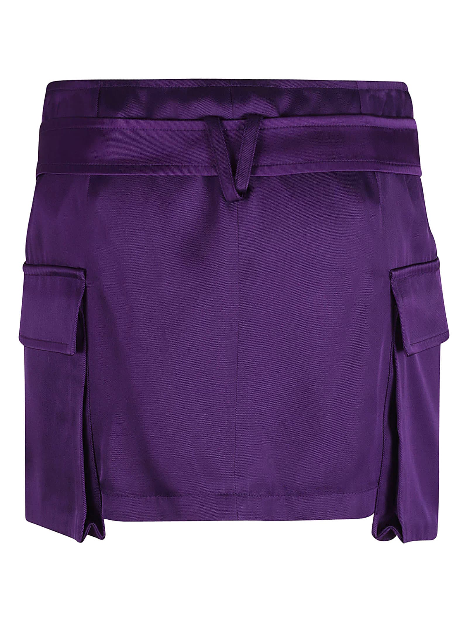 Shop Versace Duchesse Viscose Skirt In Bright Dark Orchid