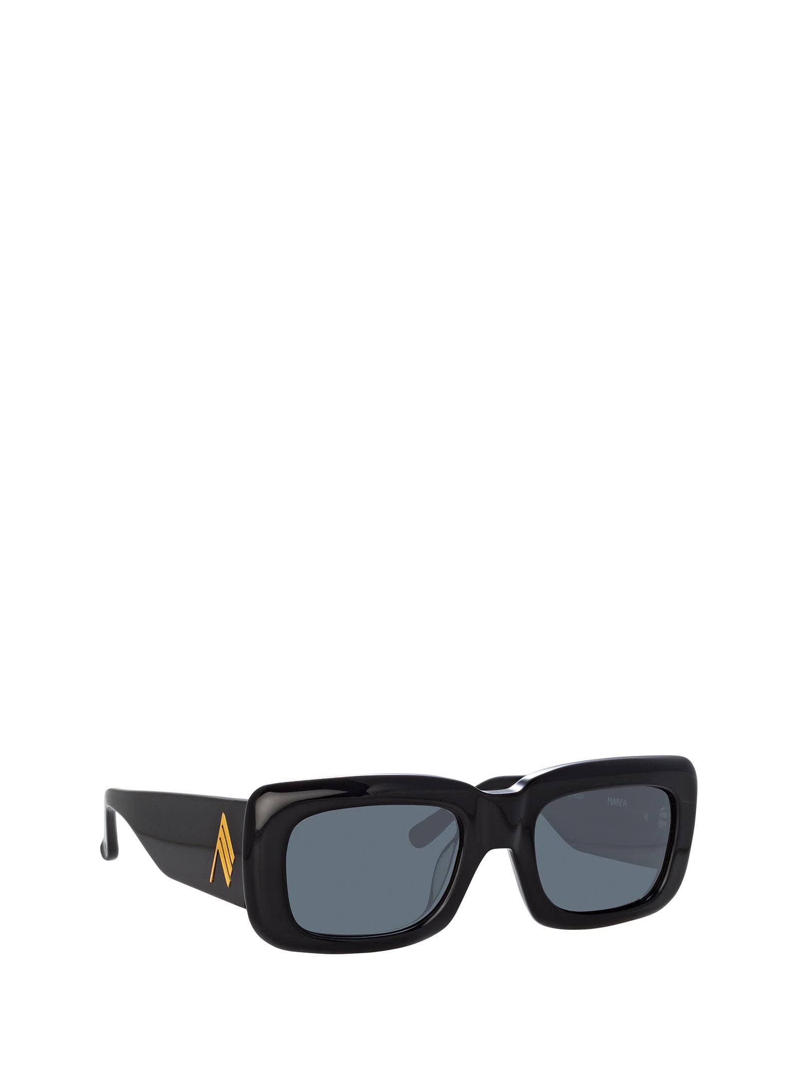 Shop Linda Farrow Attico3 Black / Yellow Gold Sunglasses