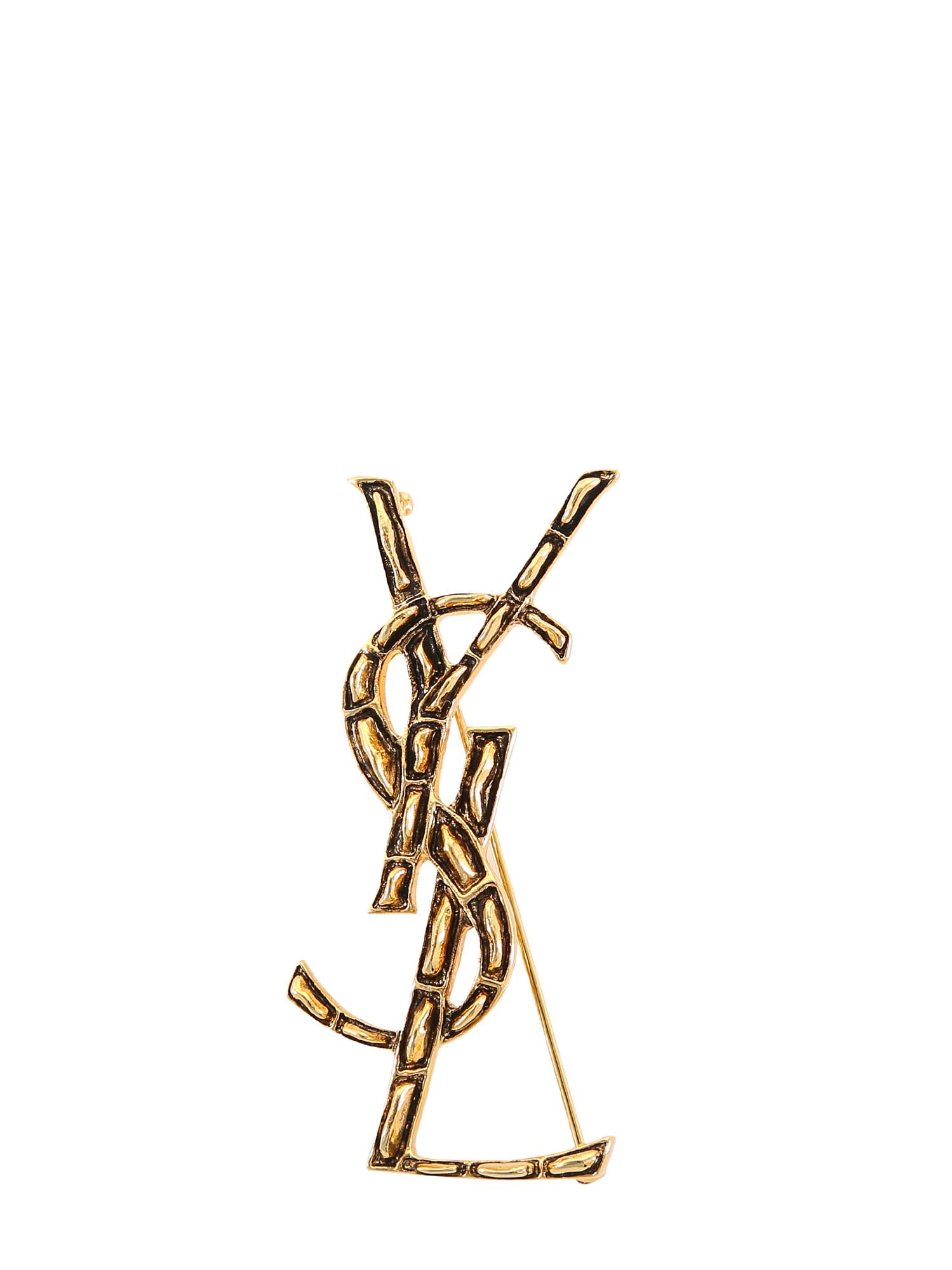 Shop Saint Laurent Brooche In Golden