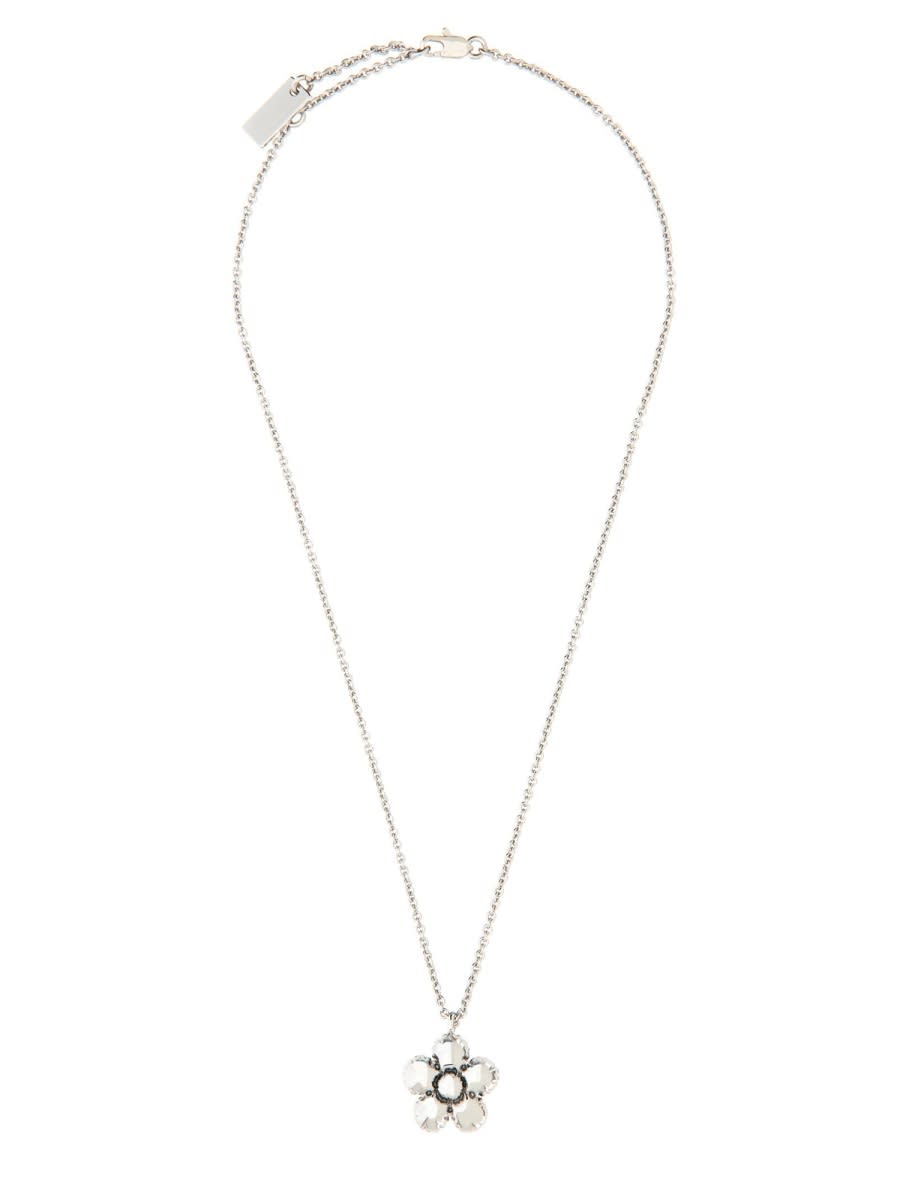 Marc Jacobs Adjustable Flower Pendant Necklace In Metallic