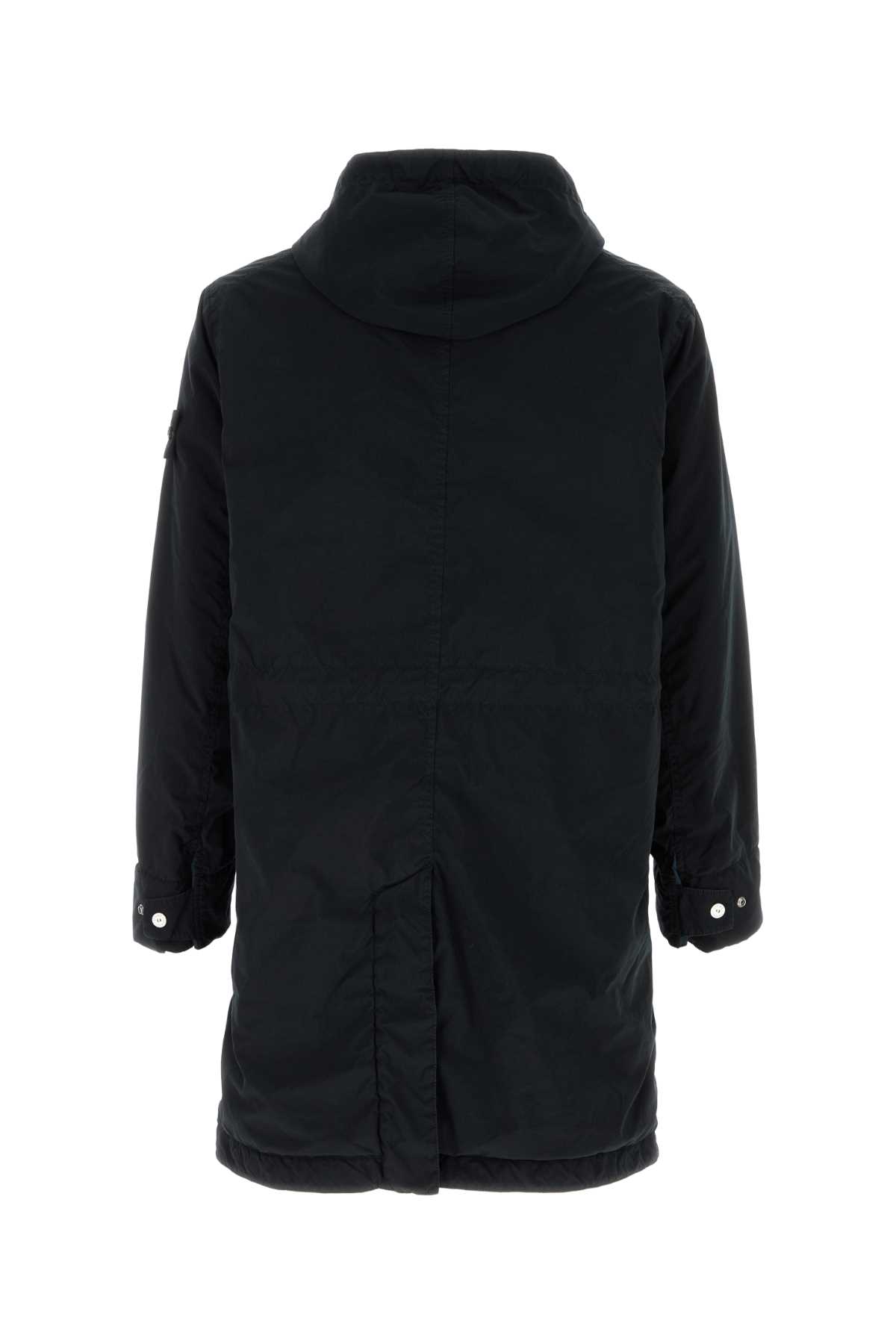 Stone Island Long-sleeved Hooded Cotton Jacket In Blue