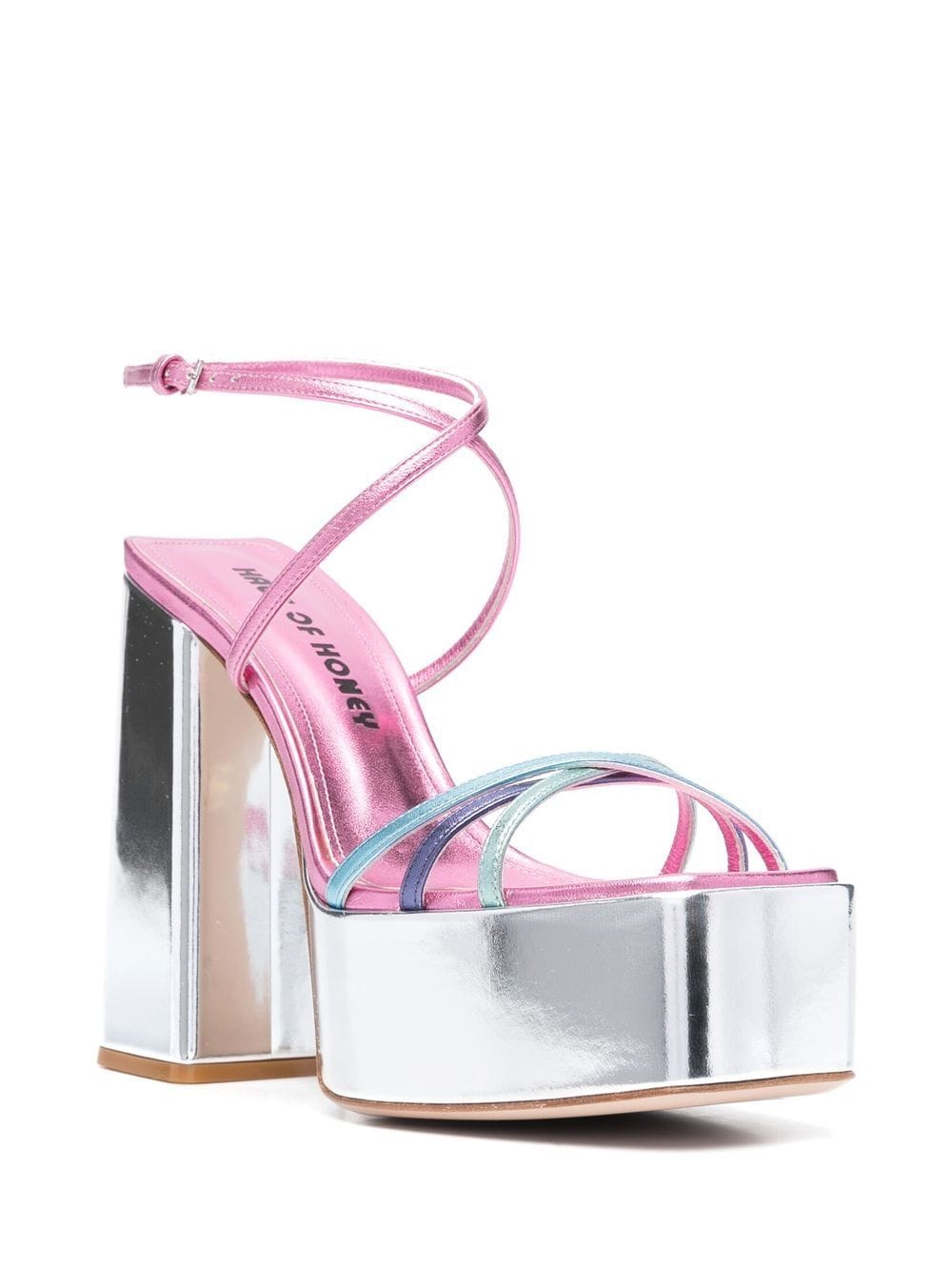 Haus Of Honey Wannabe Mirror Leather Sandals In Metallic