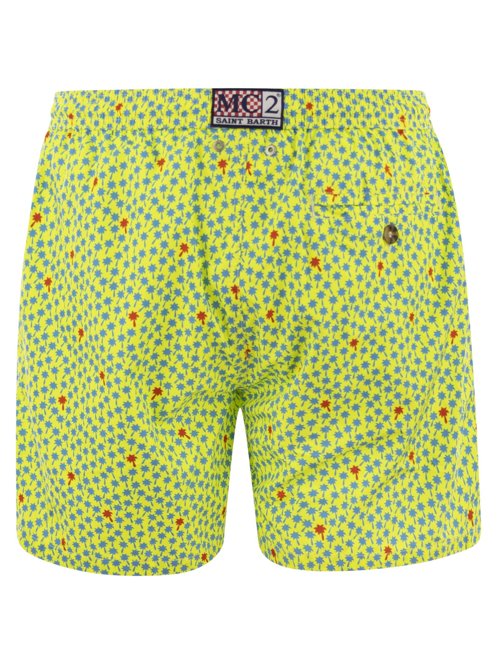 Mc2 Saint Barth Lightweight Fabric Swimming Costume With Print In Yellow