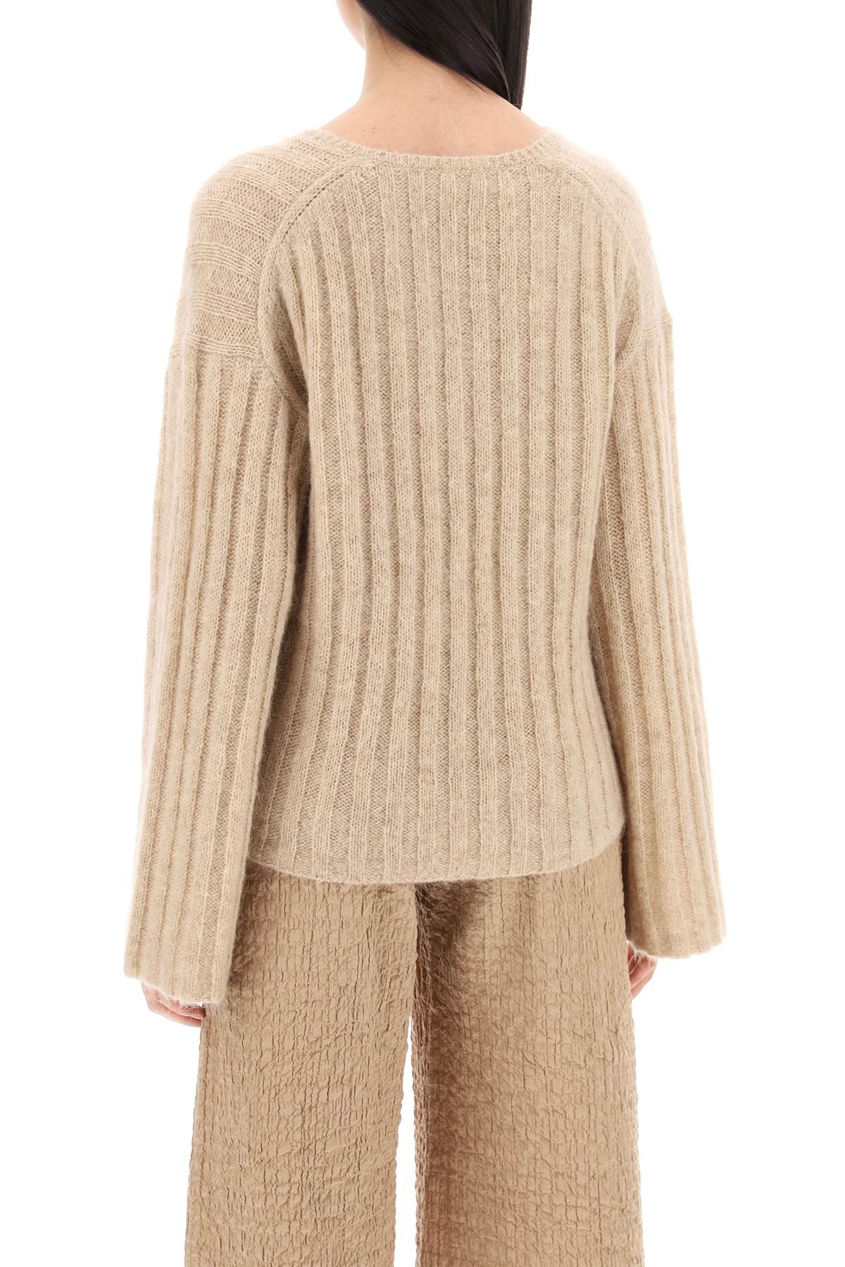 Shop By Malene Birger Cimone Sweater In Flat-ribbed Knit In Twill Beige (beige)