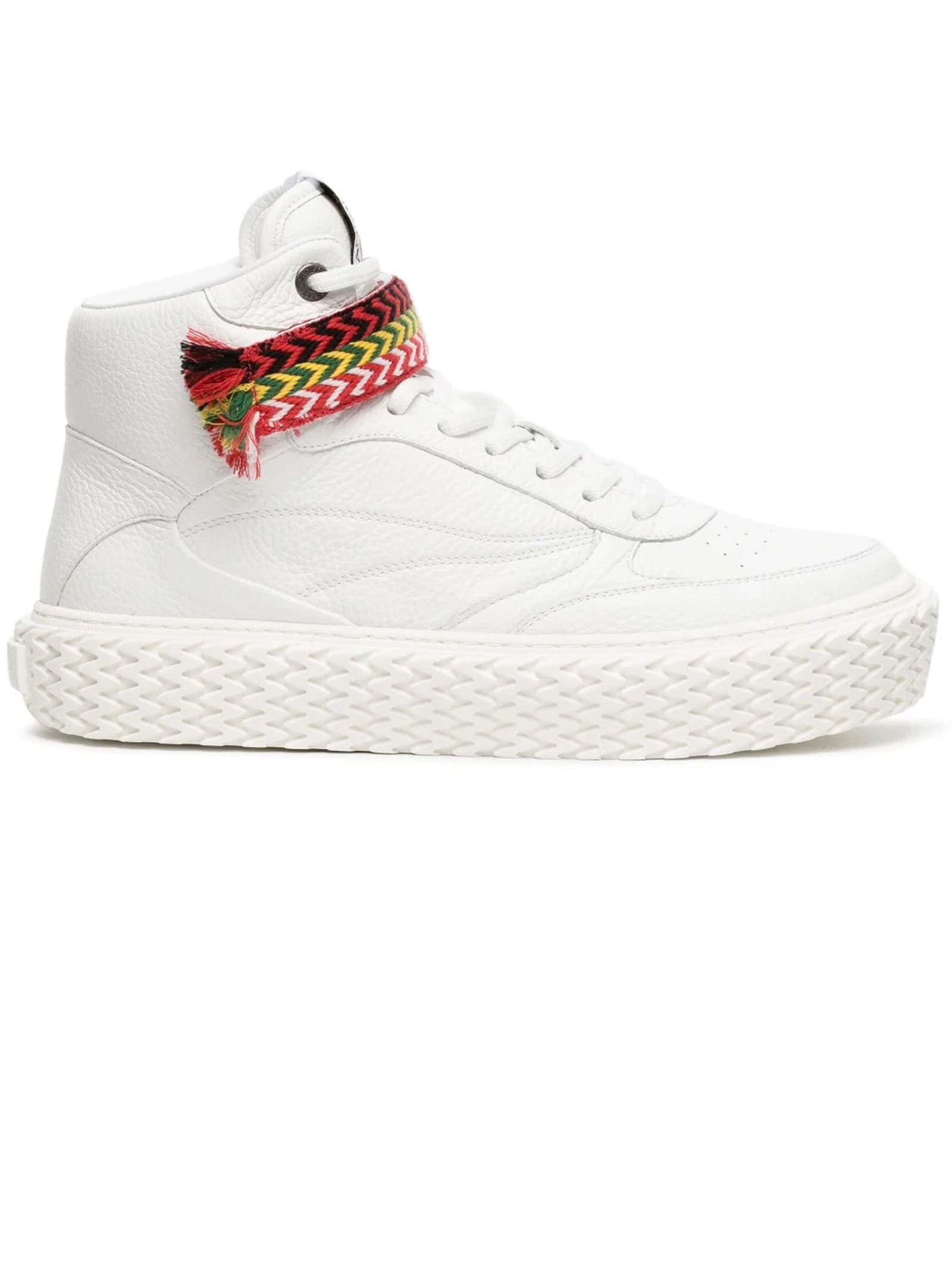 LANVIN WHITE HIGH-TOP LEATHER SNEAKERS