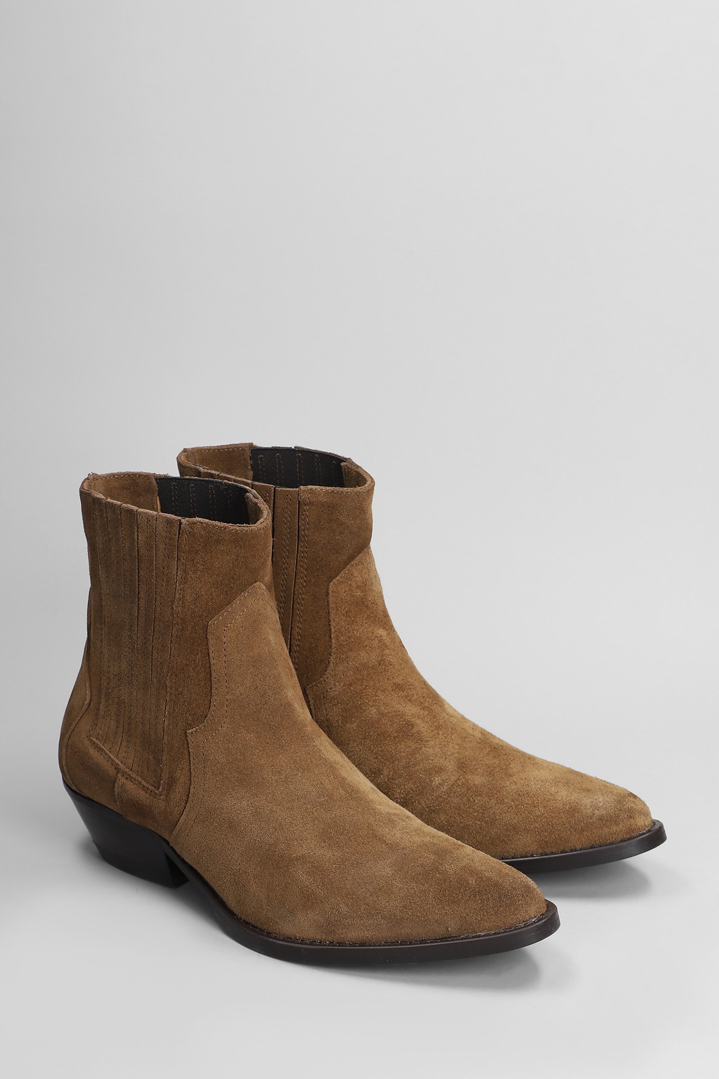 Shop Julie Dee Texan Ankle Boots In Brown Suede