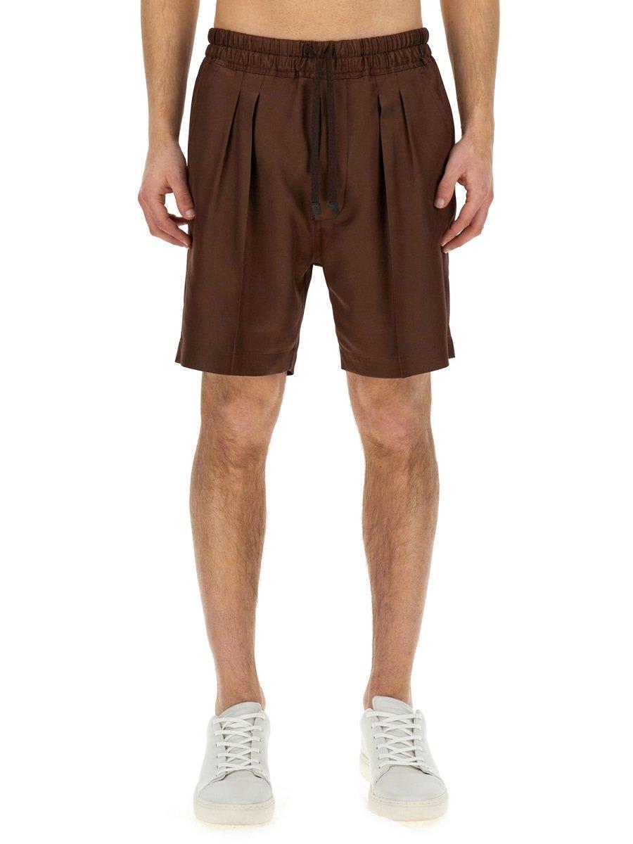 Drawstring Silk Bermuda Shorts