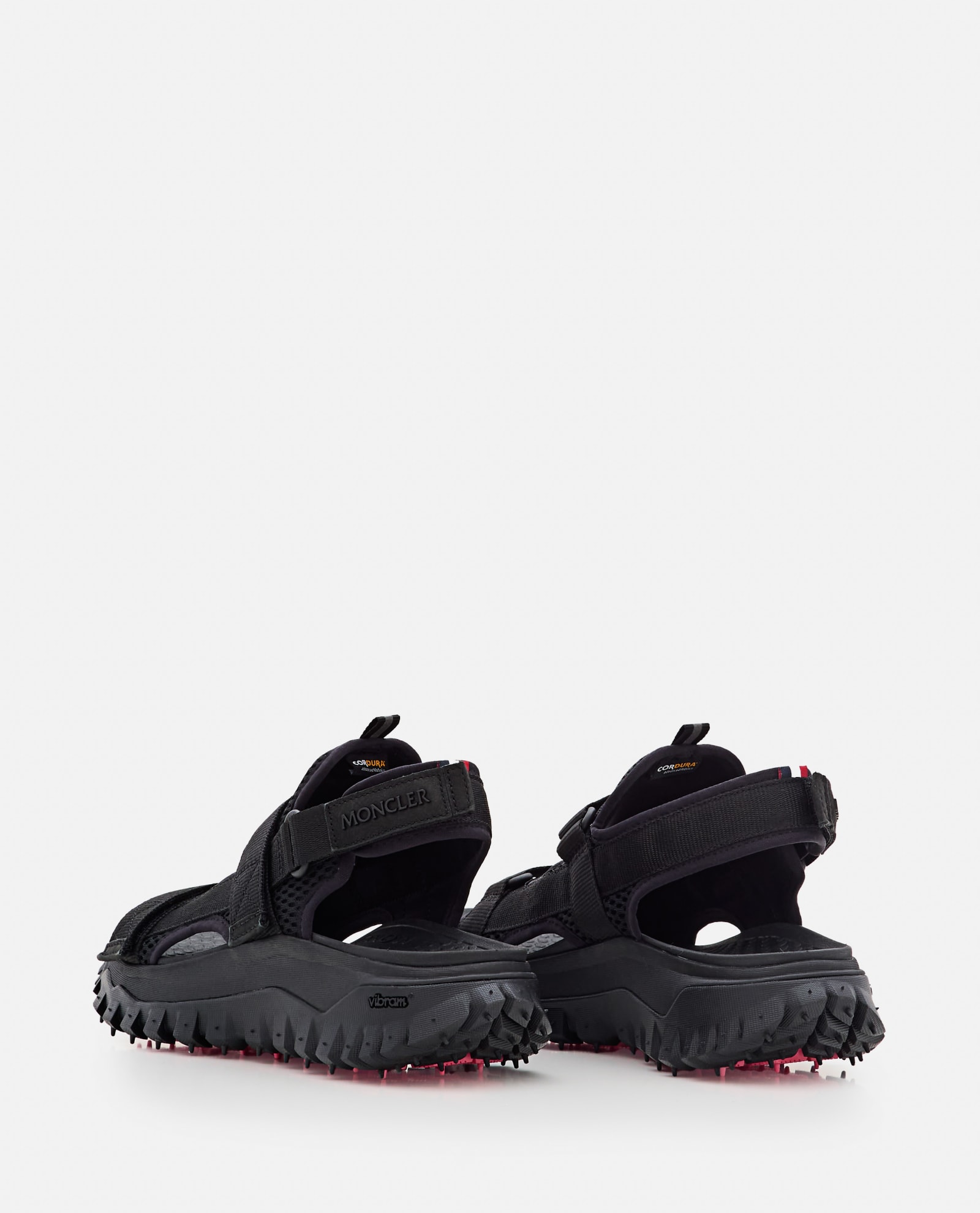 Shop Moncler Black Nylon Trailgrip Vela Sandals