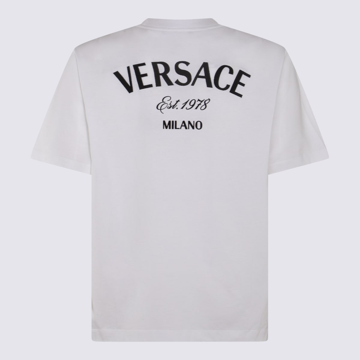 Shop Versace White And Black Cotton T-shirt