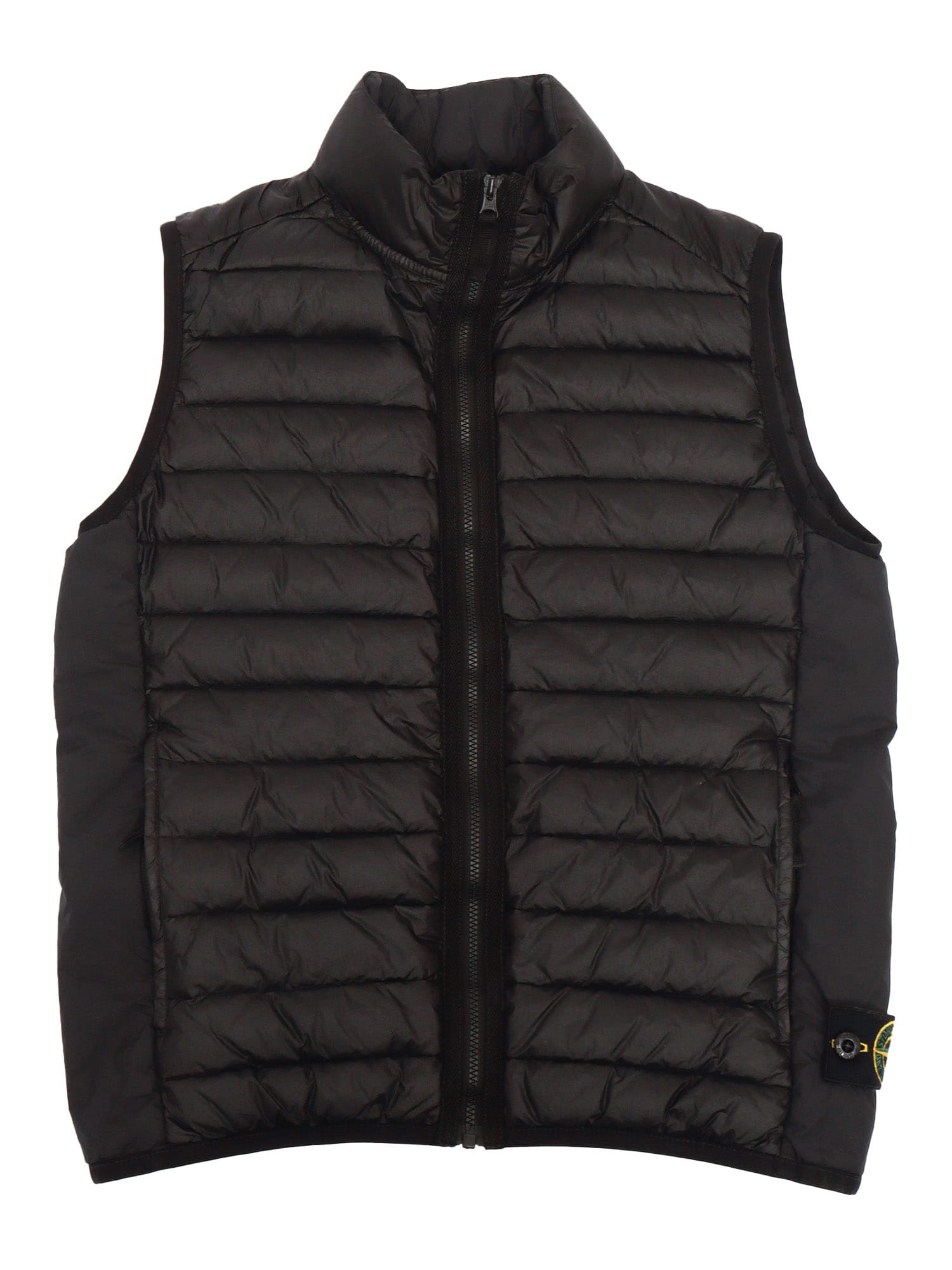 Stone Island Quilted Cotton Vest In Black
