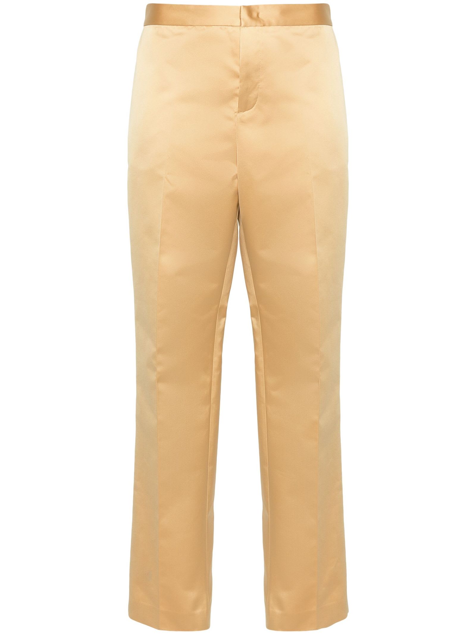 Shop Fabiana Filippi Amber Yellow Satin Trousers
