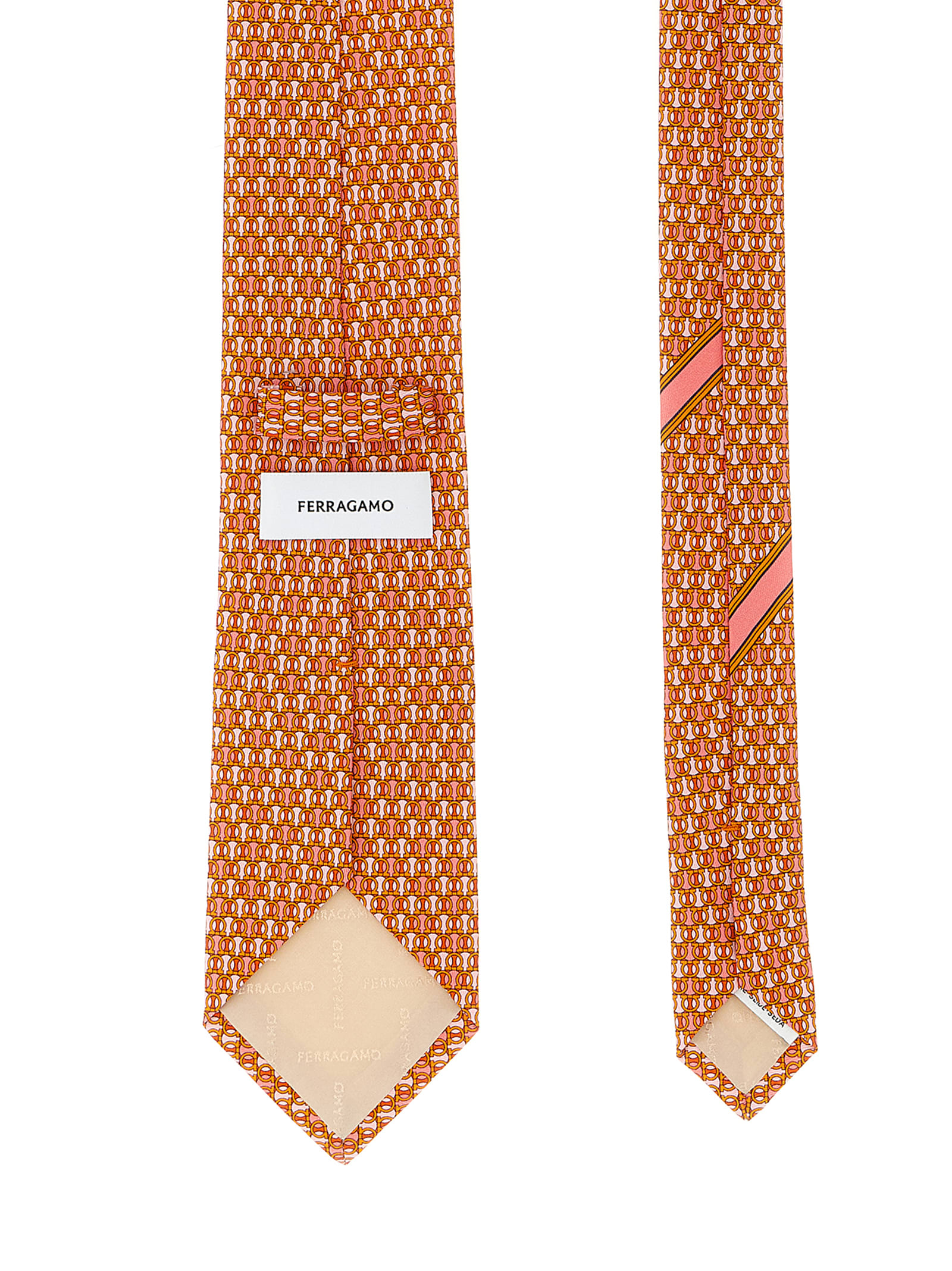 Ferragamo Gancini Polka Dot Print Tie Ties And Papillon Orange In Orange
