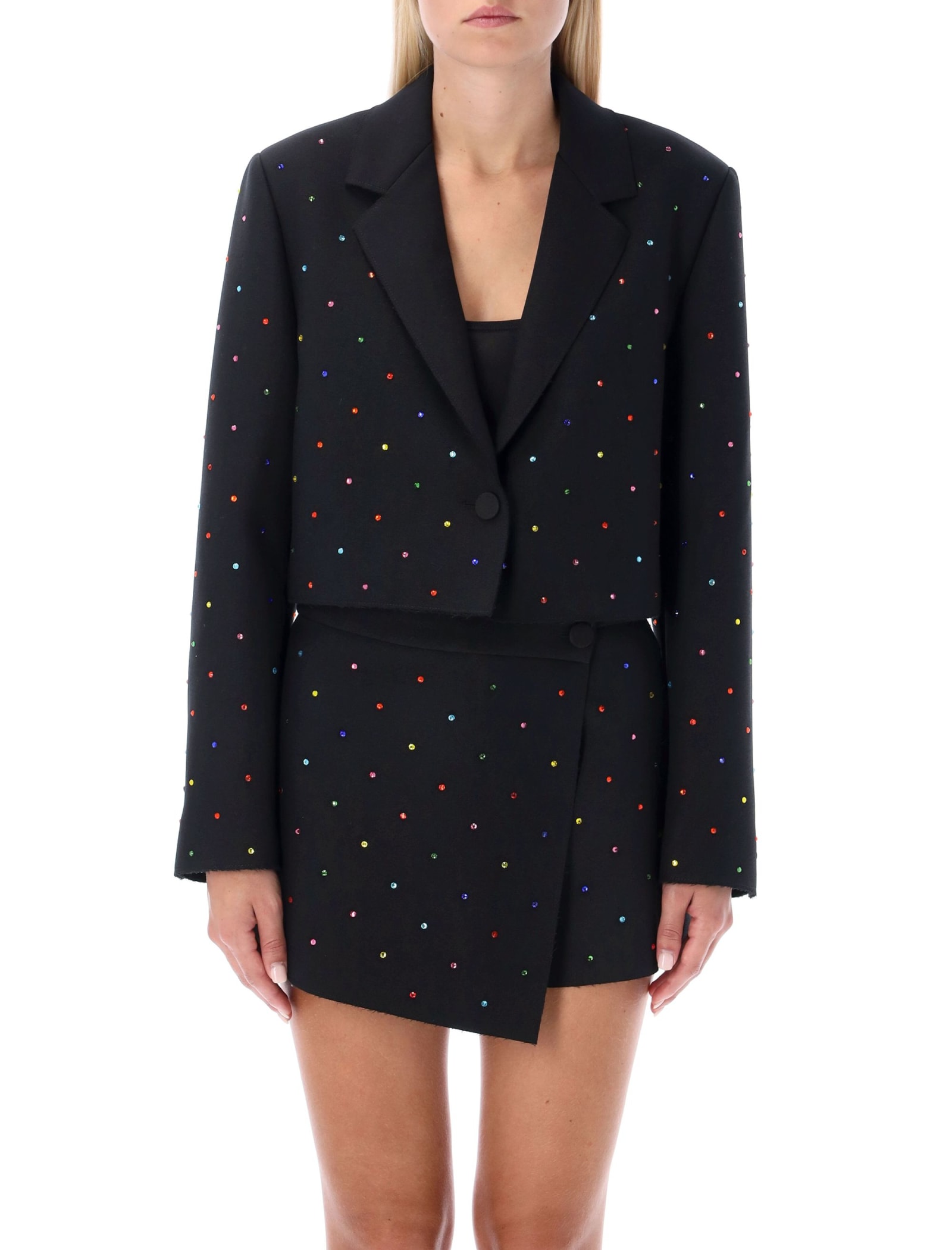 MSGM Cropped Blazer With Crystals
