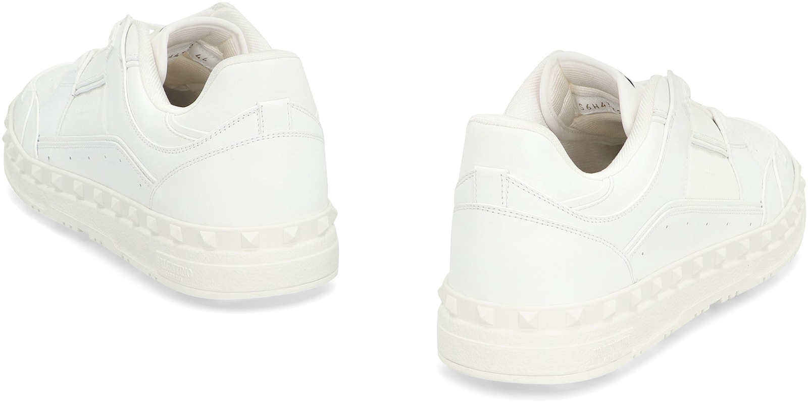 Valentino Garavani Premium Calf Leather Sneakers With Rockstud Detailing In White