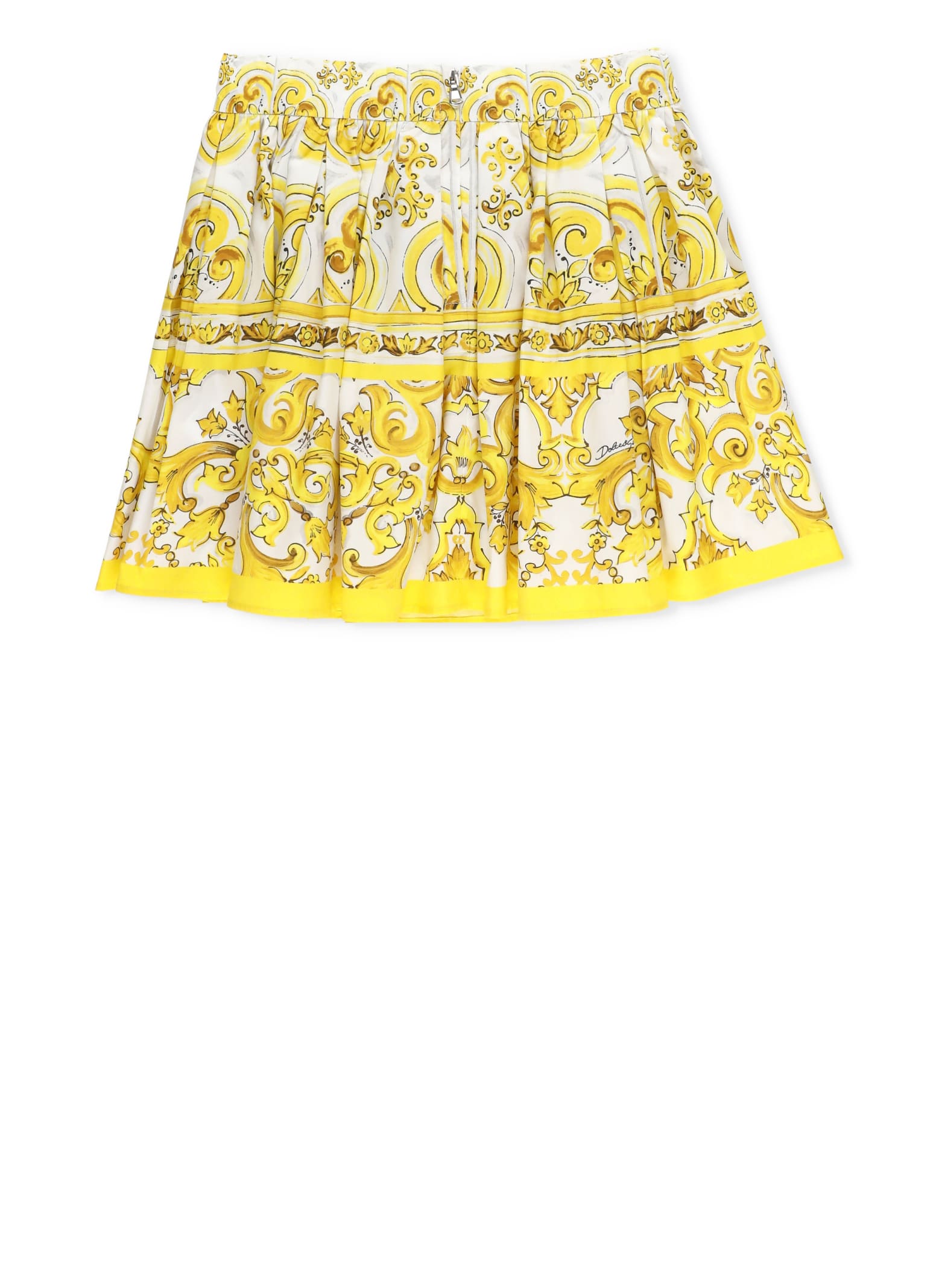 Shop Dolce & Gabbana Cotton Skirt In Yellow