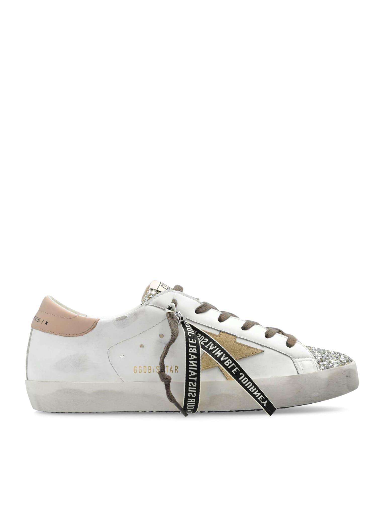 Shop Golden Goose Super-star Sneakers In White Platinum Yellow Pink