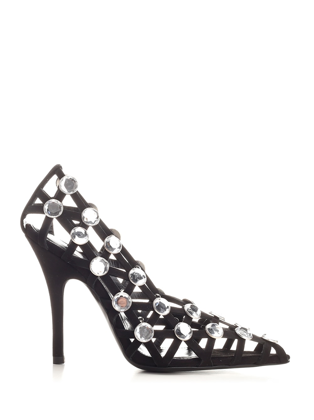 Attico Grid 105mm Rhinestone-embellished Pumpss In Black