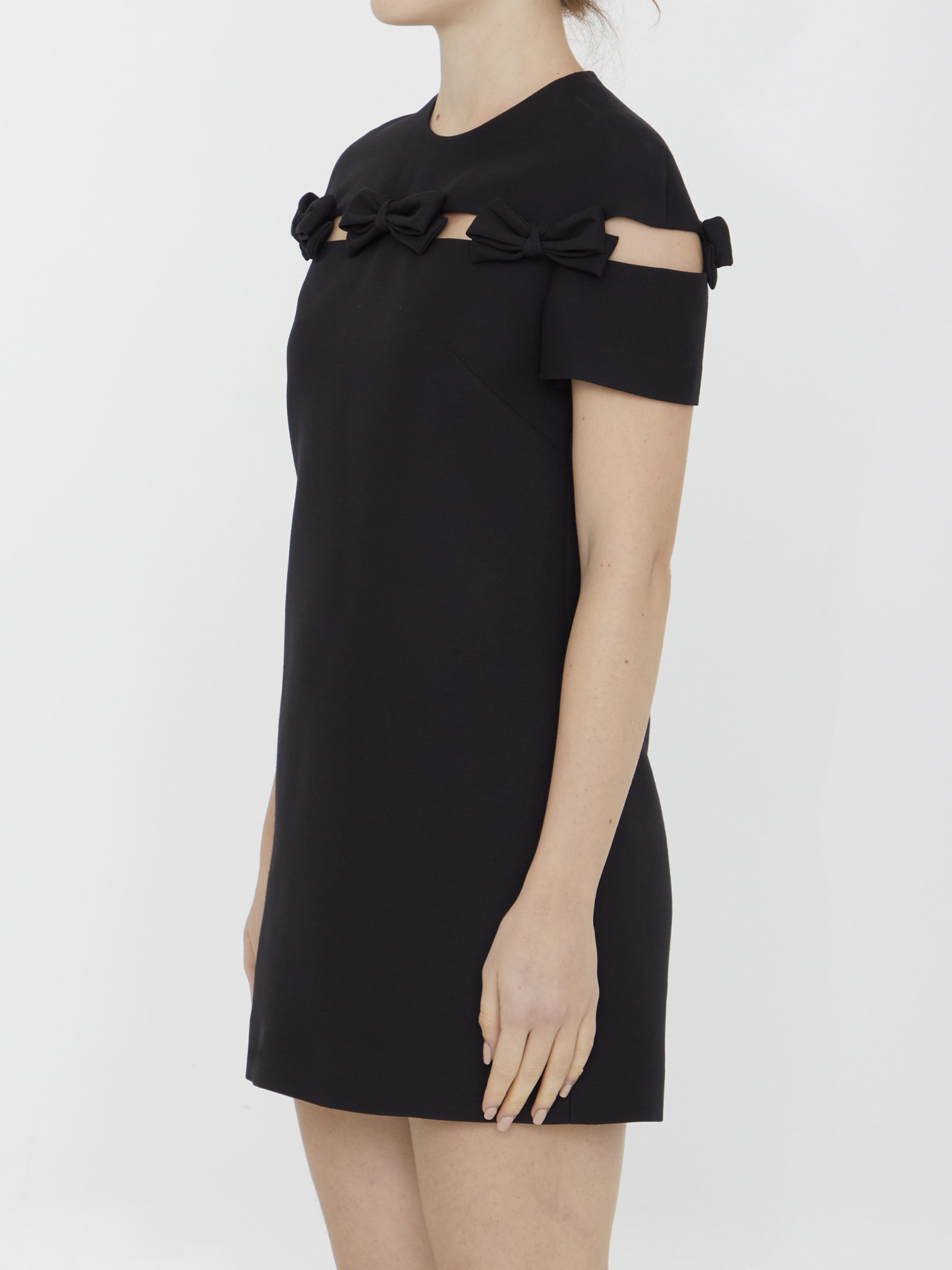 Shop Valentino Crepe Couture Short Dress In Black